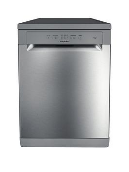 Product photograph of Hotpoint H2fhl626xuk 14 Place Full Size Freestanding Dishwasher - Silver from very.co.uk