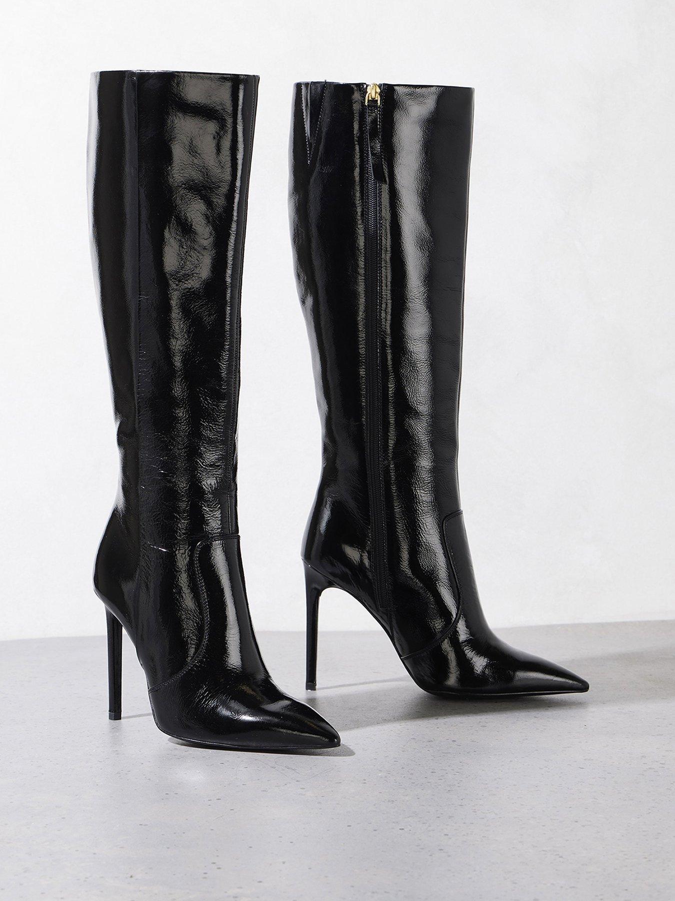 Long black shop velvet boots