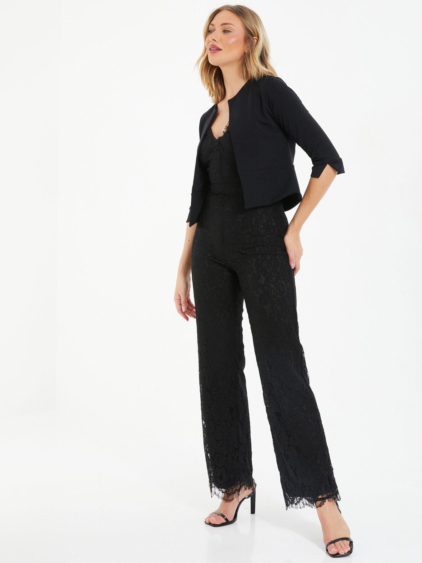 Quiz Black Split Sleeve Crop Jacket Very