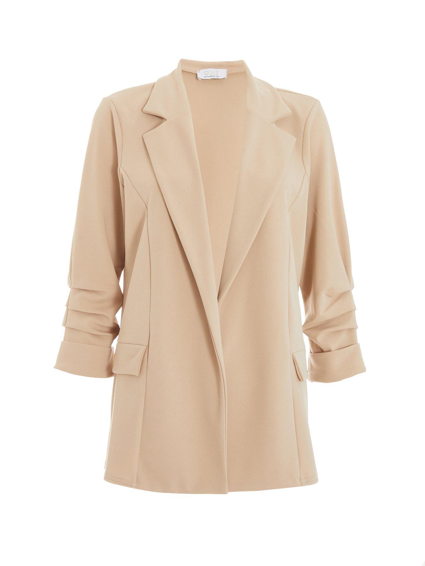 Quiz Stone Ruched Sleeve Blazer Very