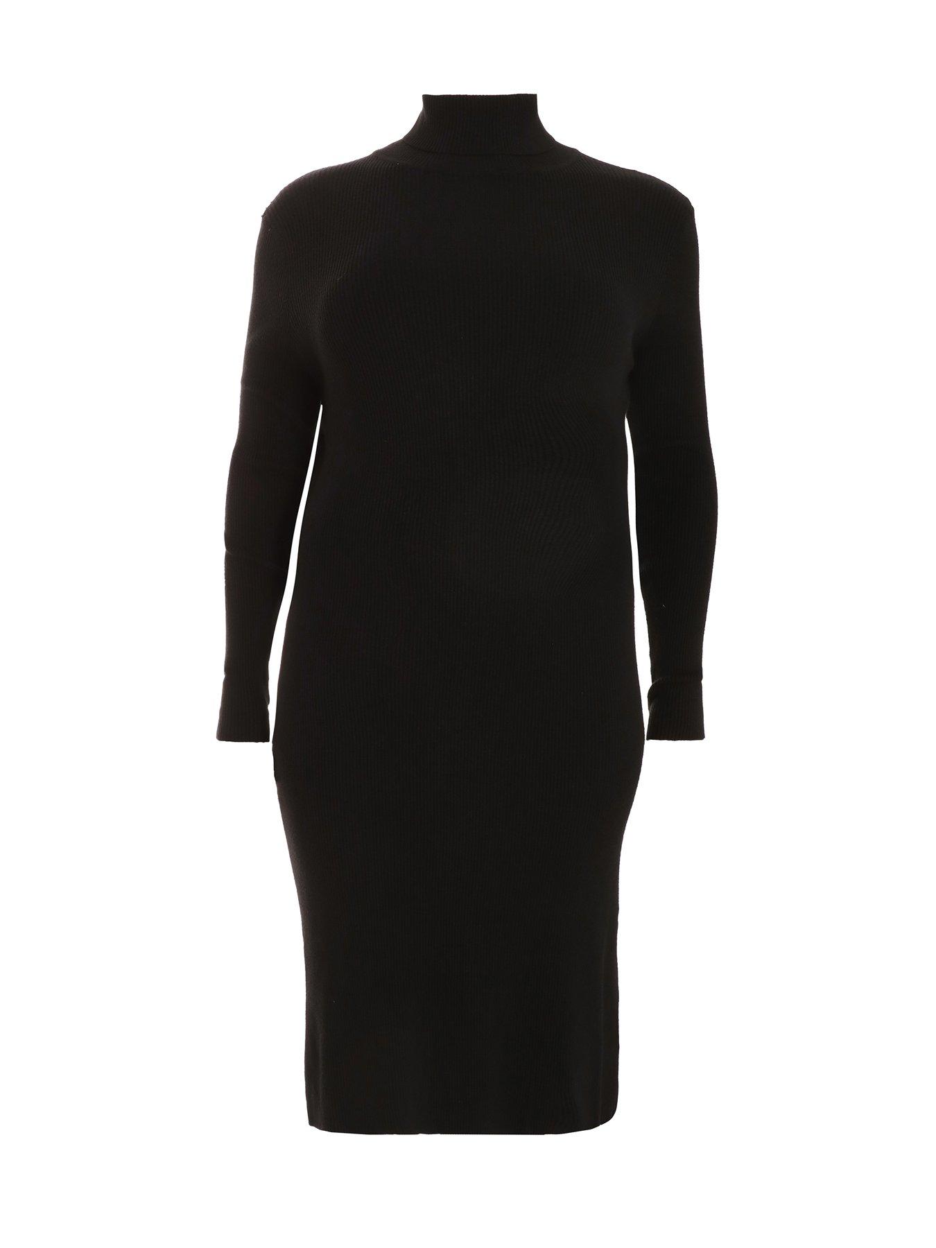 Curve Black Knit Long Sleeve Jumper Dress