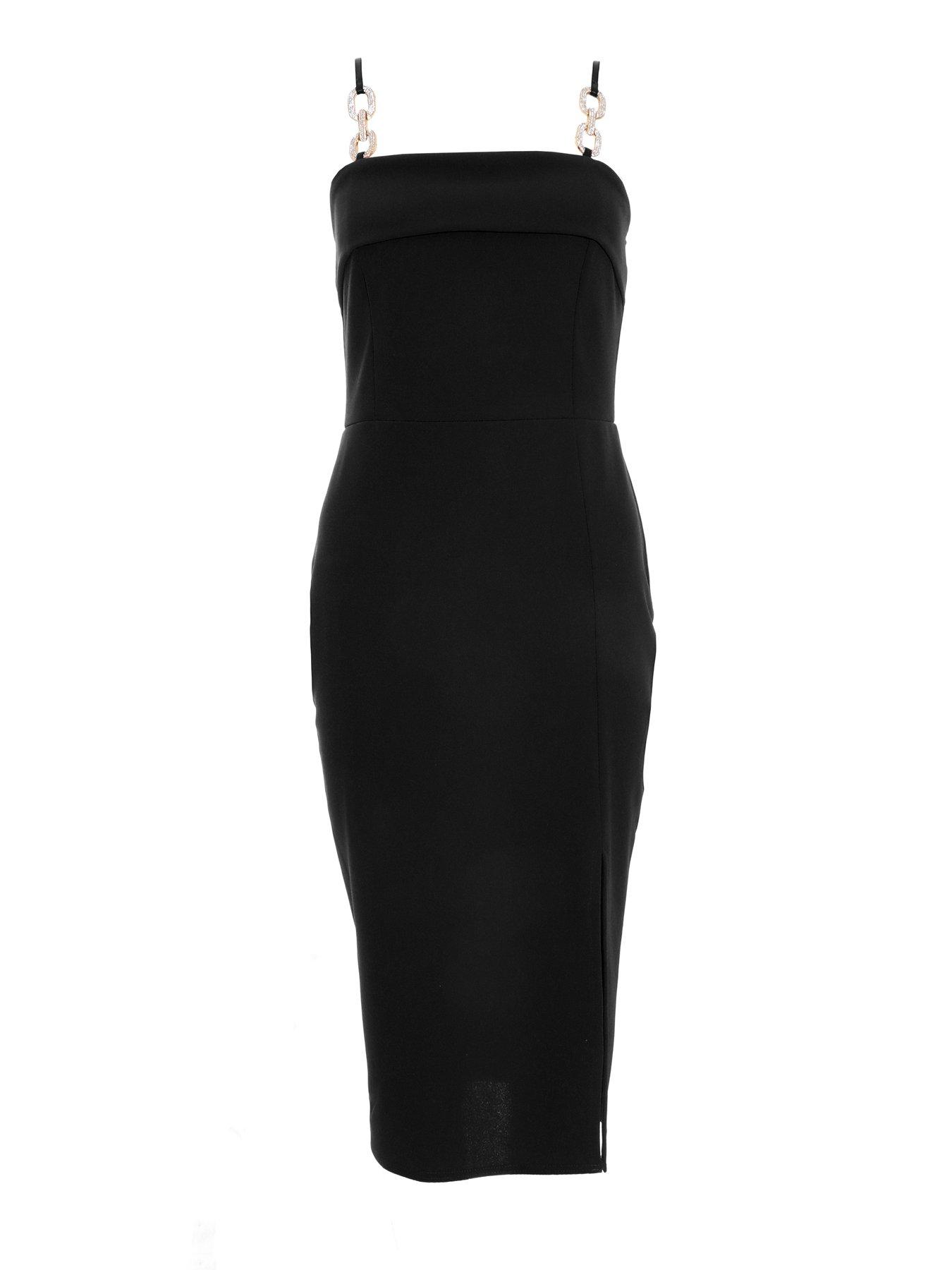 Image 4 of 6 of Quiz Black Diamante Buckle Midi Dress