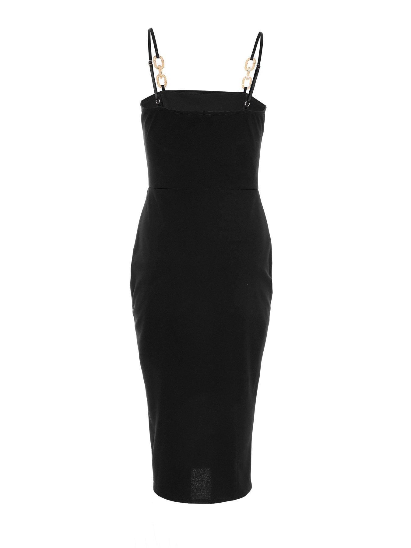 Image 5 of 6 of Quiz Black Diamante Buckle Midi Dress