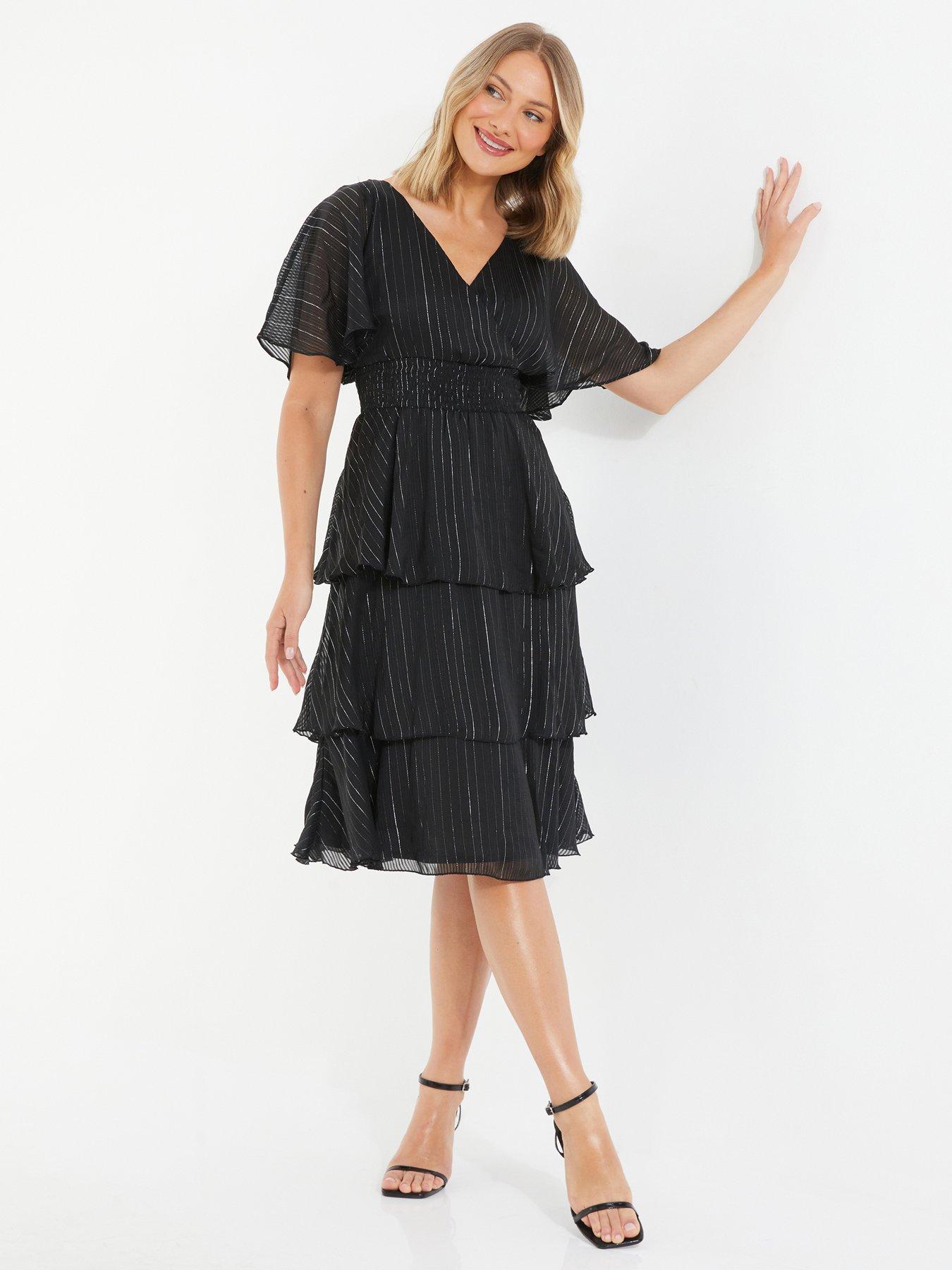 Quiz black best sale ruffle dress