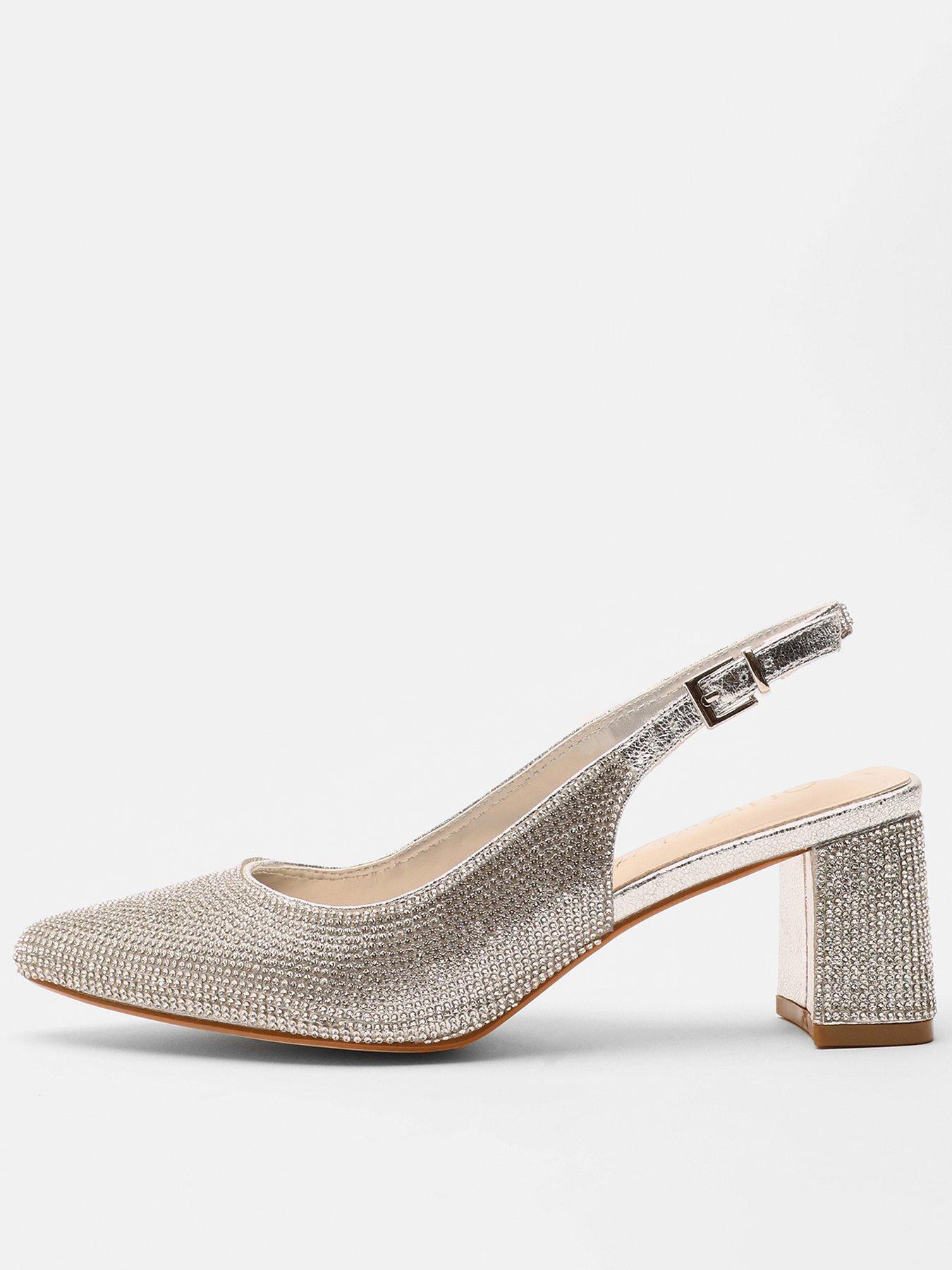 Quiz silver best sale block heels