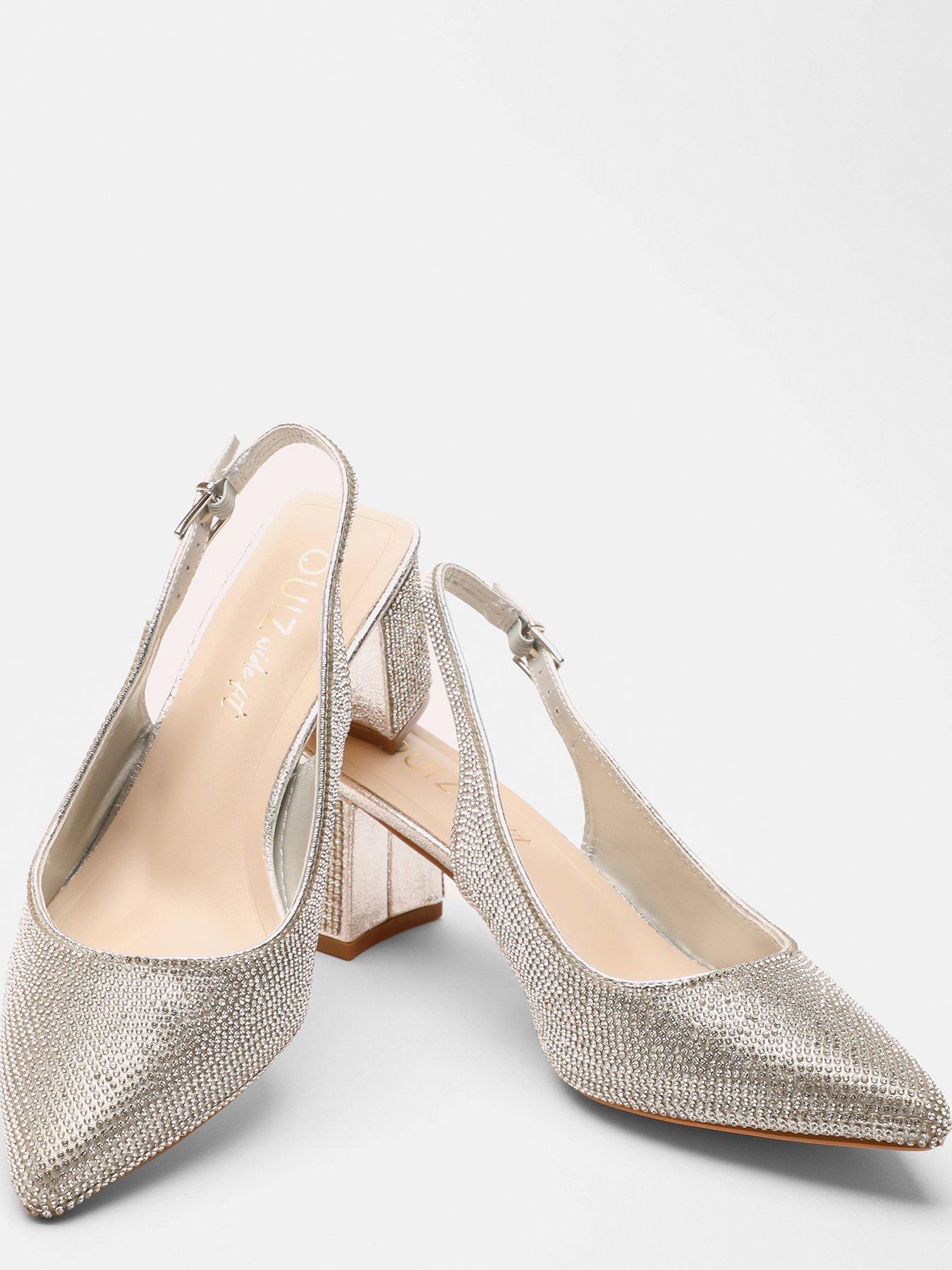 Quiz silver diamante sale bridal shoes