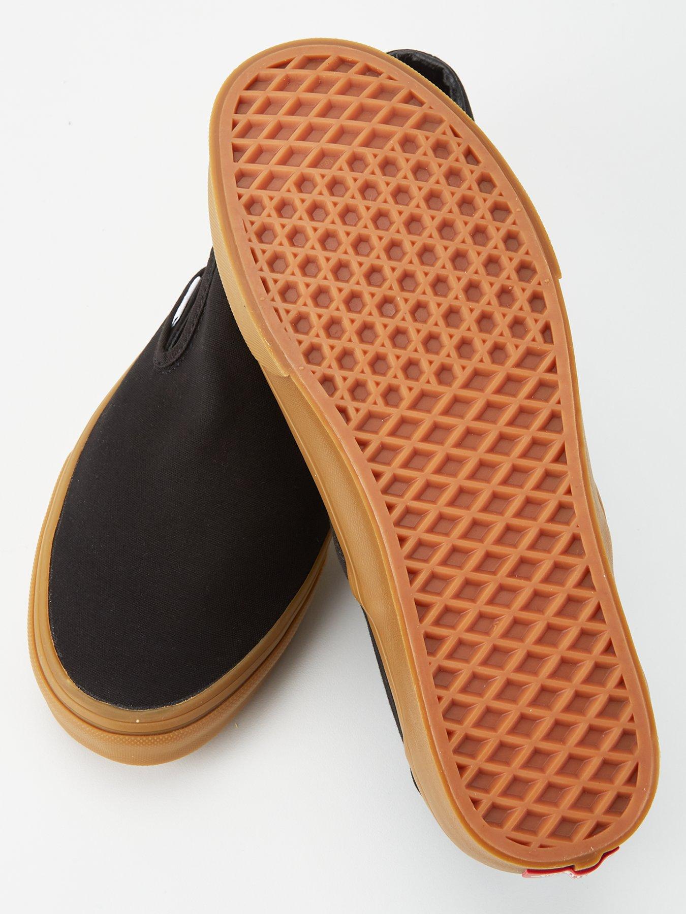 Mens Classic Slip On Trainers Black Gum