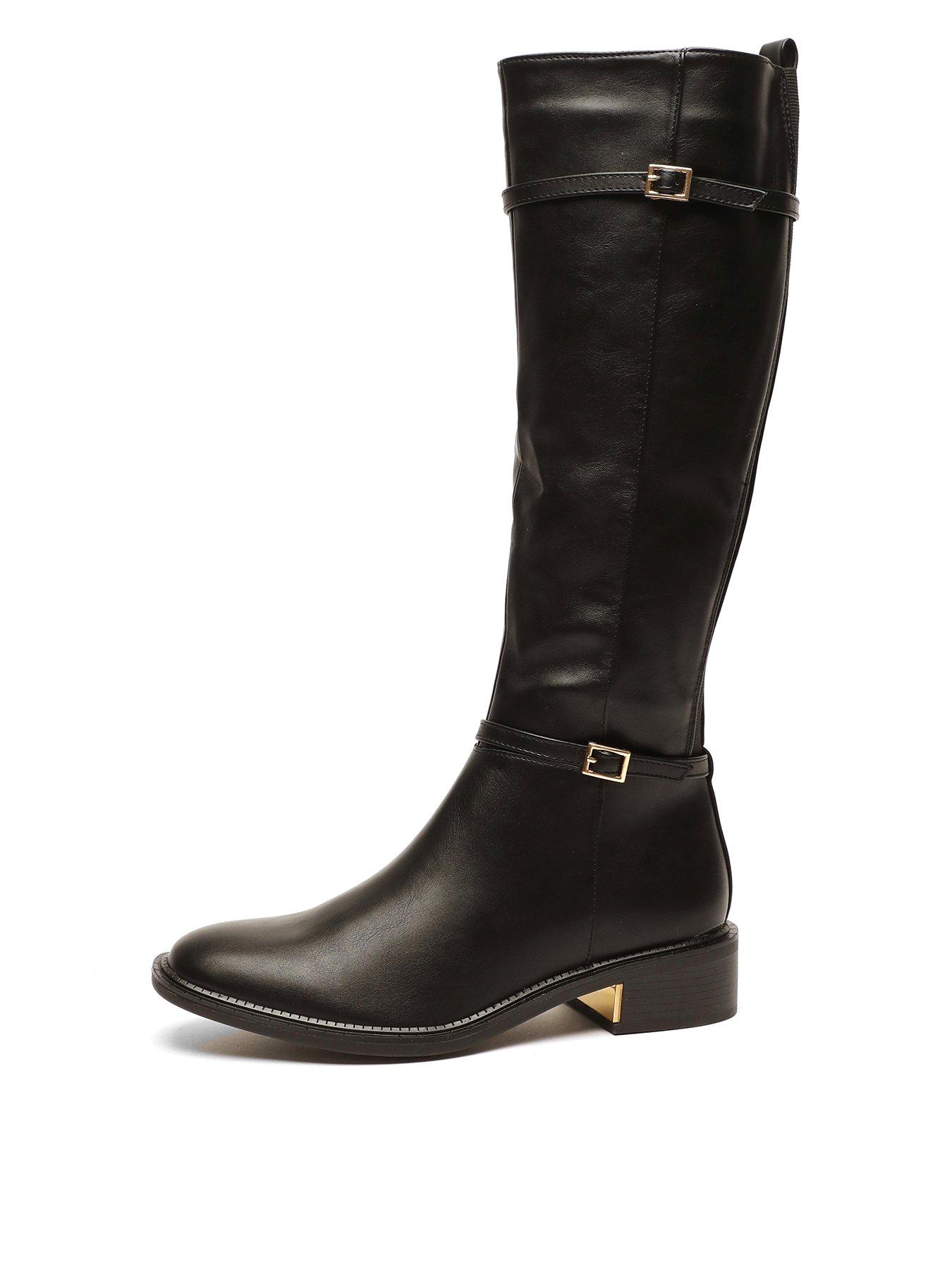 Quiz Black Faux Leather Knee High Boot | Very.co.uk