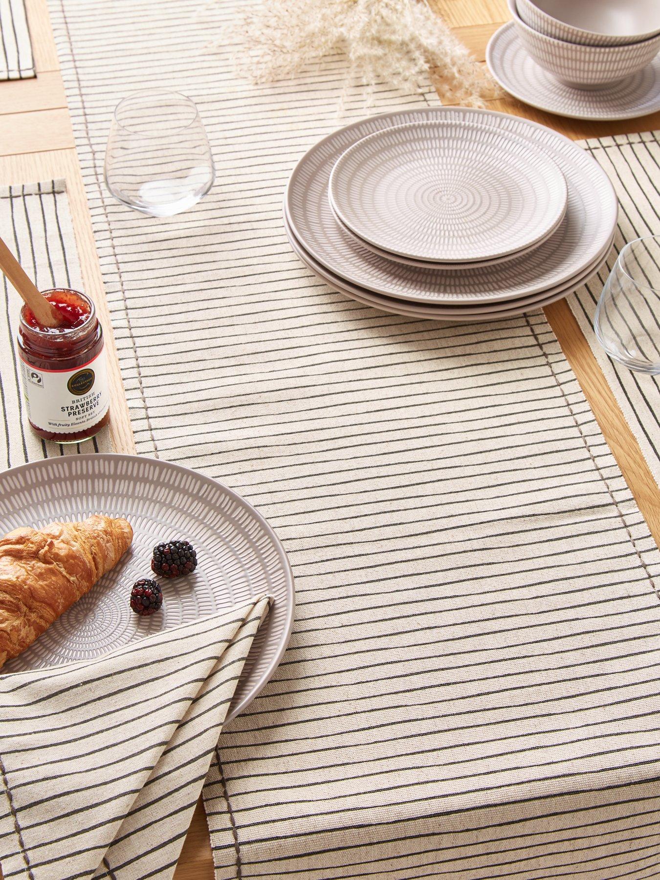 undefined Natural Striped Table Runner