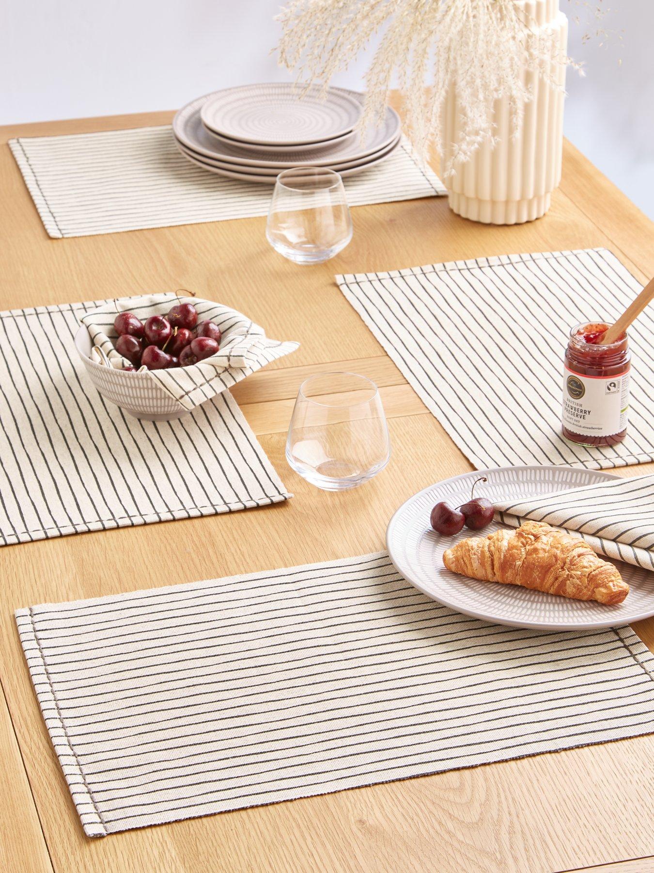 undefined Set of 4 Natural Striped Placemats