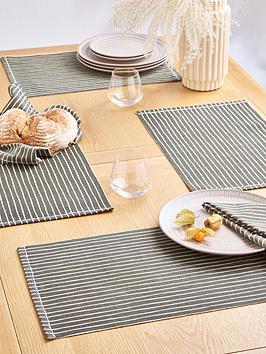 Product photograph of Very Home Set Of 4 Charcoal Striped Placemats from very.co.uk