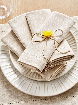Product photograph of Very Home Set Of 4 Stone Linen Napkins from very.co.uk