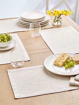 Product photograph of Very Home Set Of 4 Stone Linen Placemats from very.co.uk
