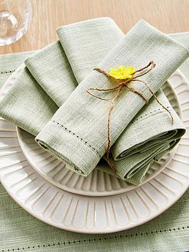 Product photograph of Very Home Set Of 4 Sage Linen Napkins from very.co.uk