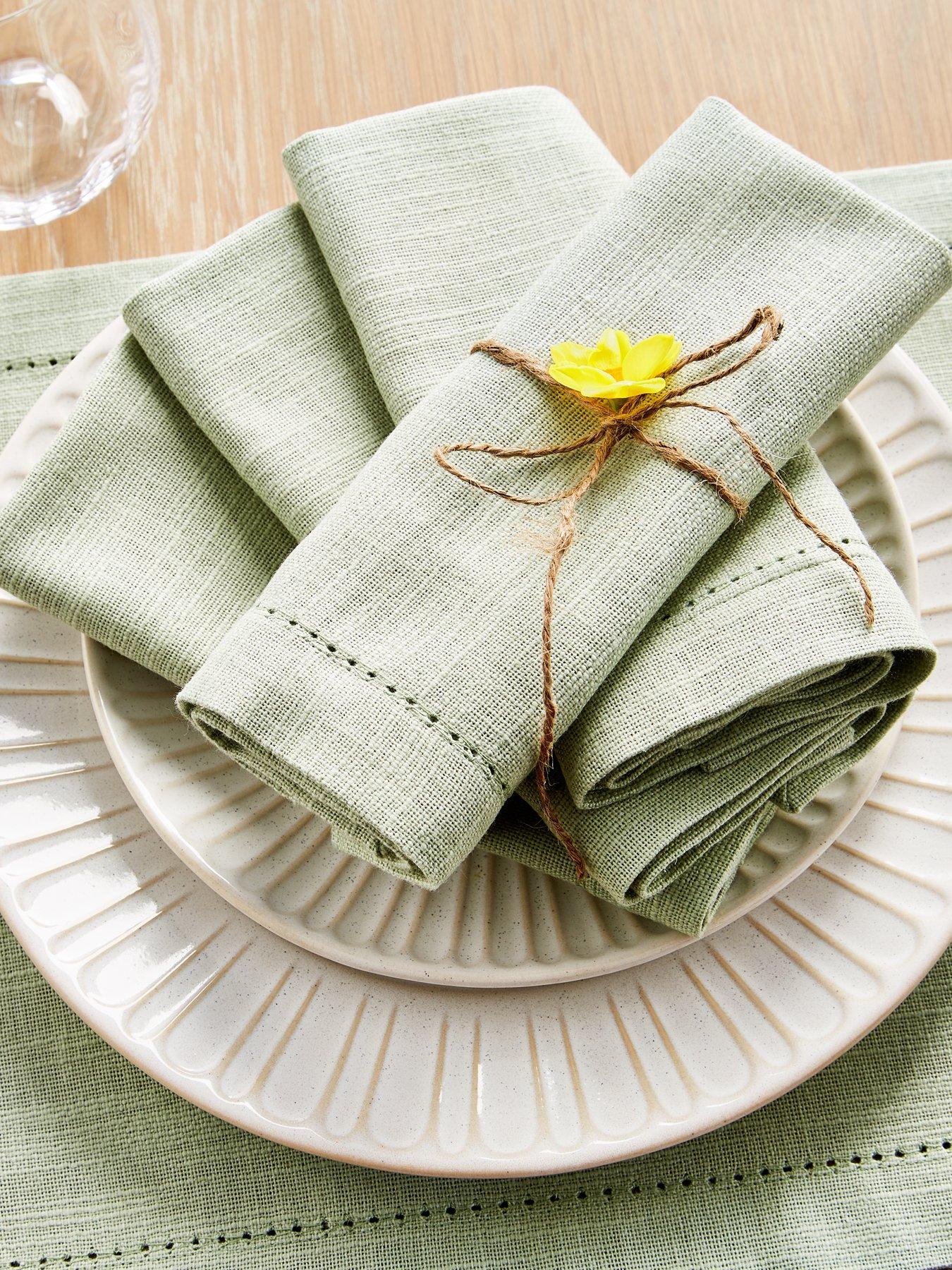 Very Home Set of 4 Sage Linen Napkins