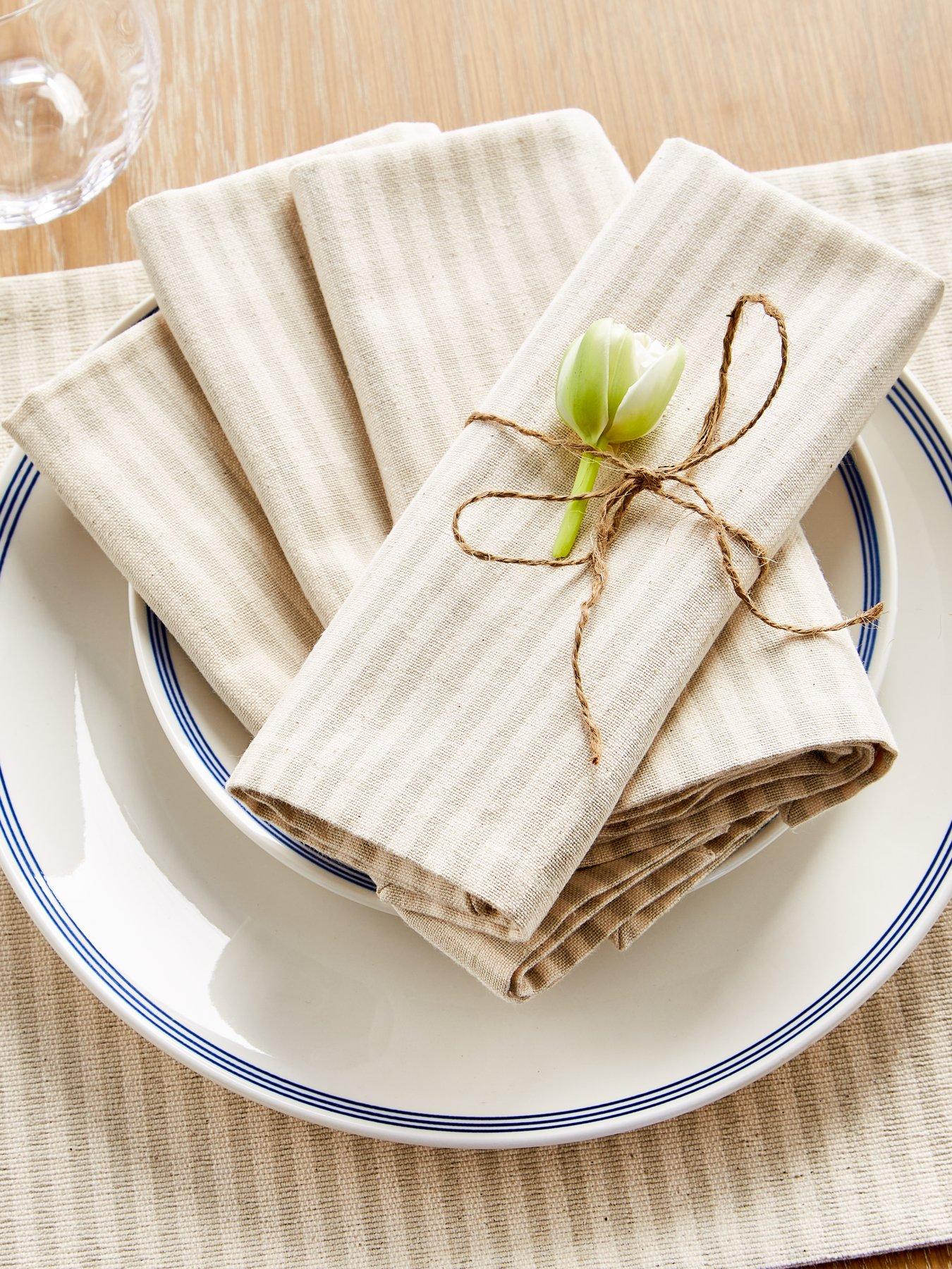 undefined Set of 4 Striped Cotton Napkins