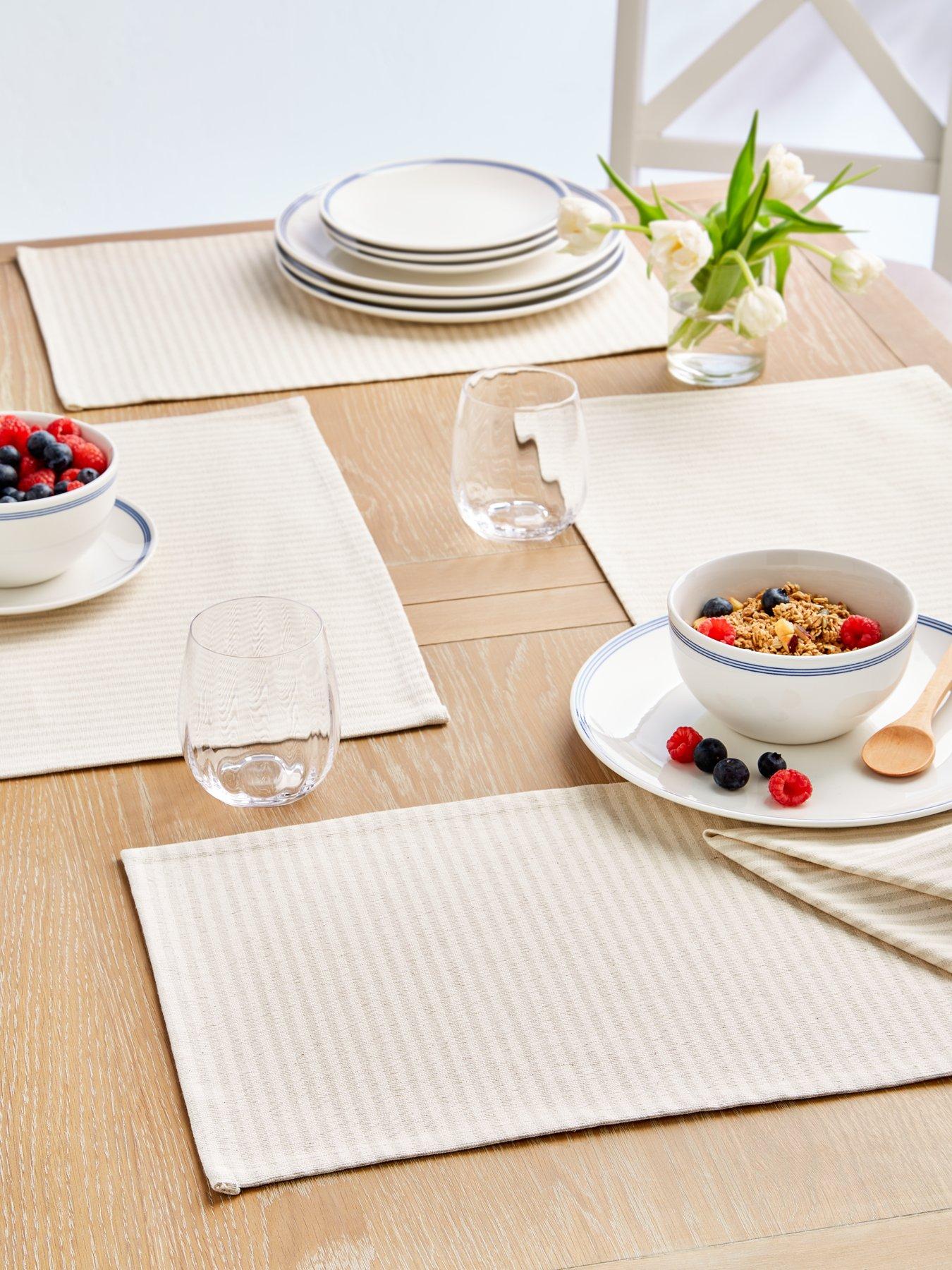 undefined Set of 4 Striped Cotton Napkins