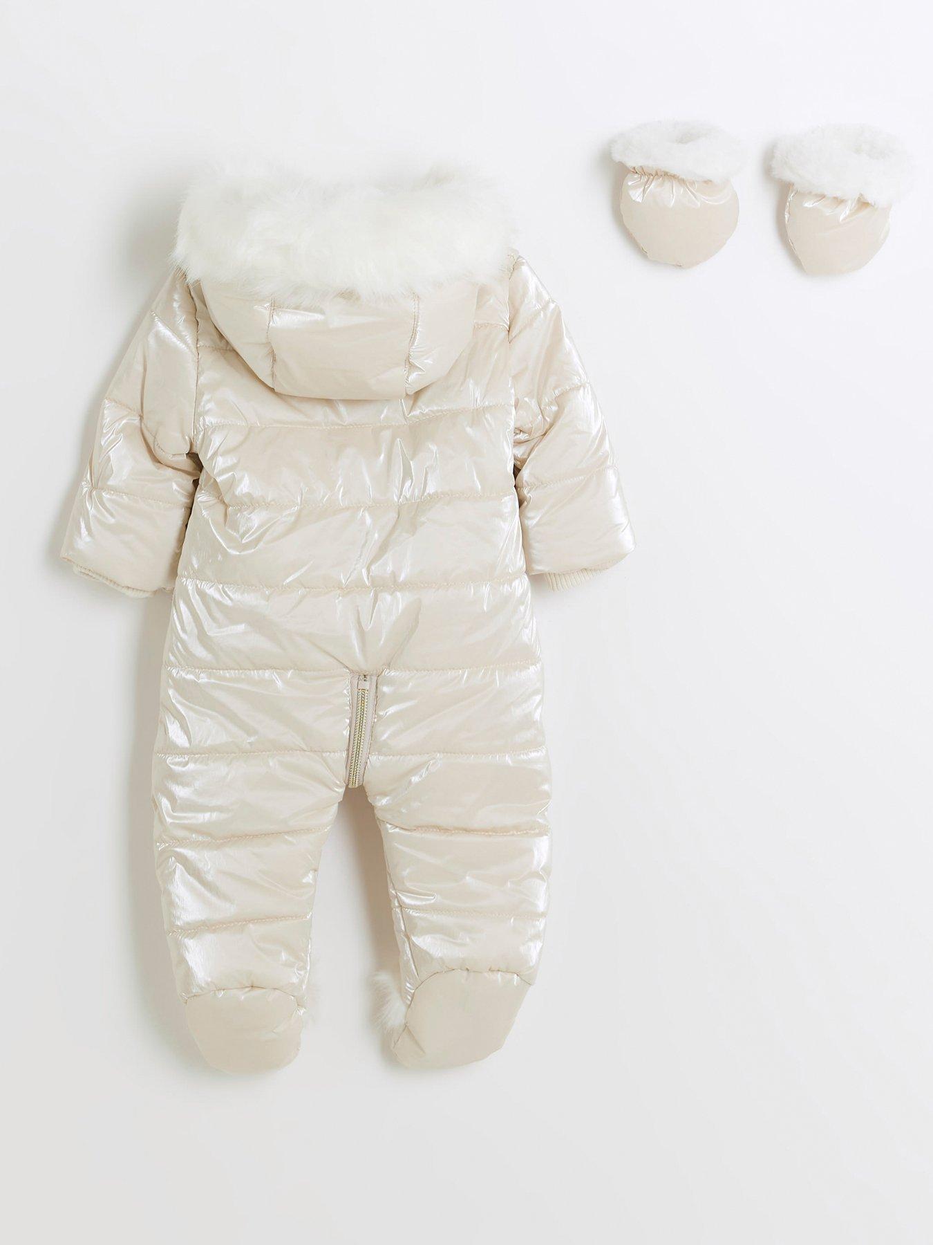 River Island Baby Baby Girl Shine Snowsuit Beige Very