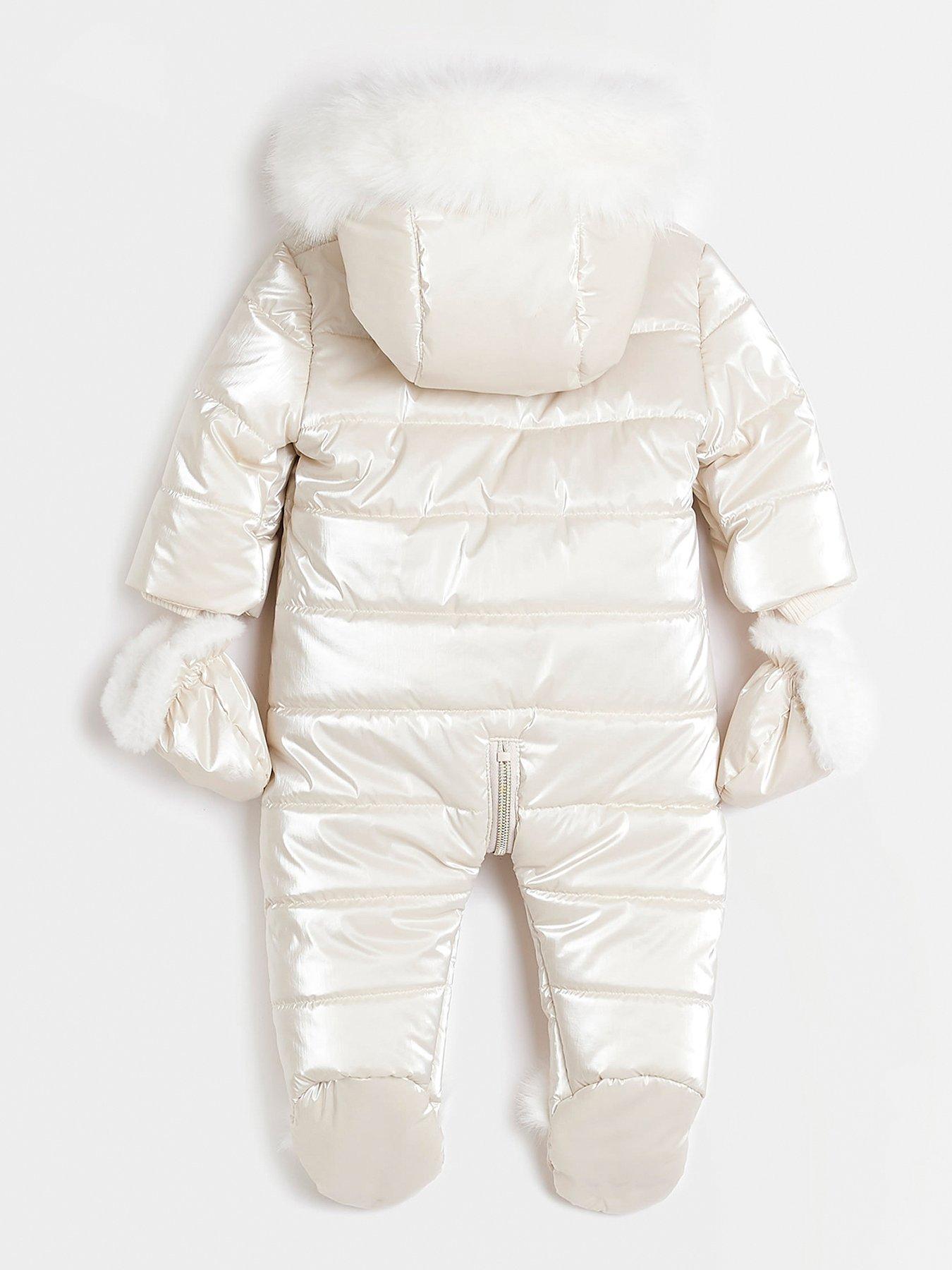 River Island Baby Baby Girl Shine Snowsuit Beige Very.co.uk