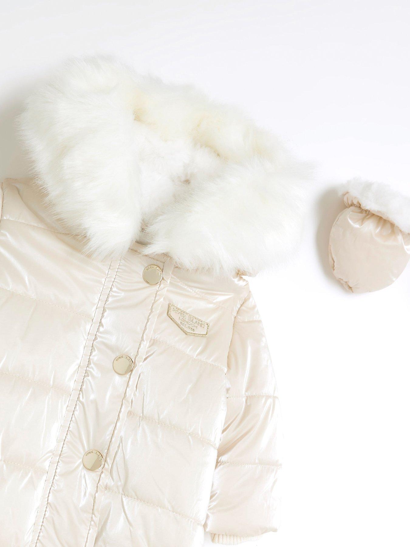 Baby Girl Shine Snowsuit Beige