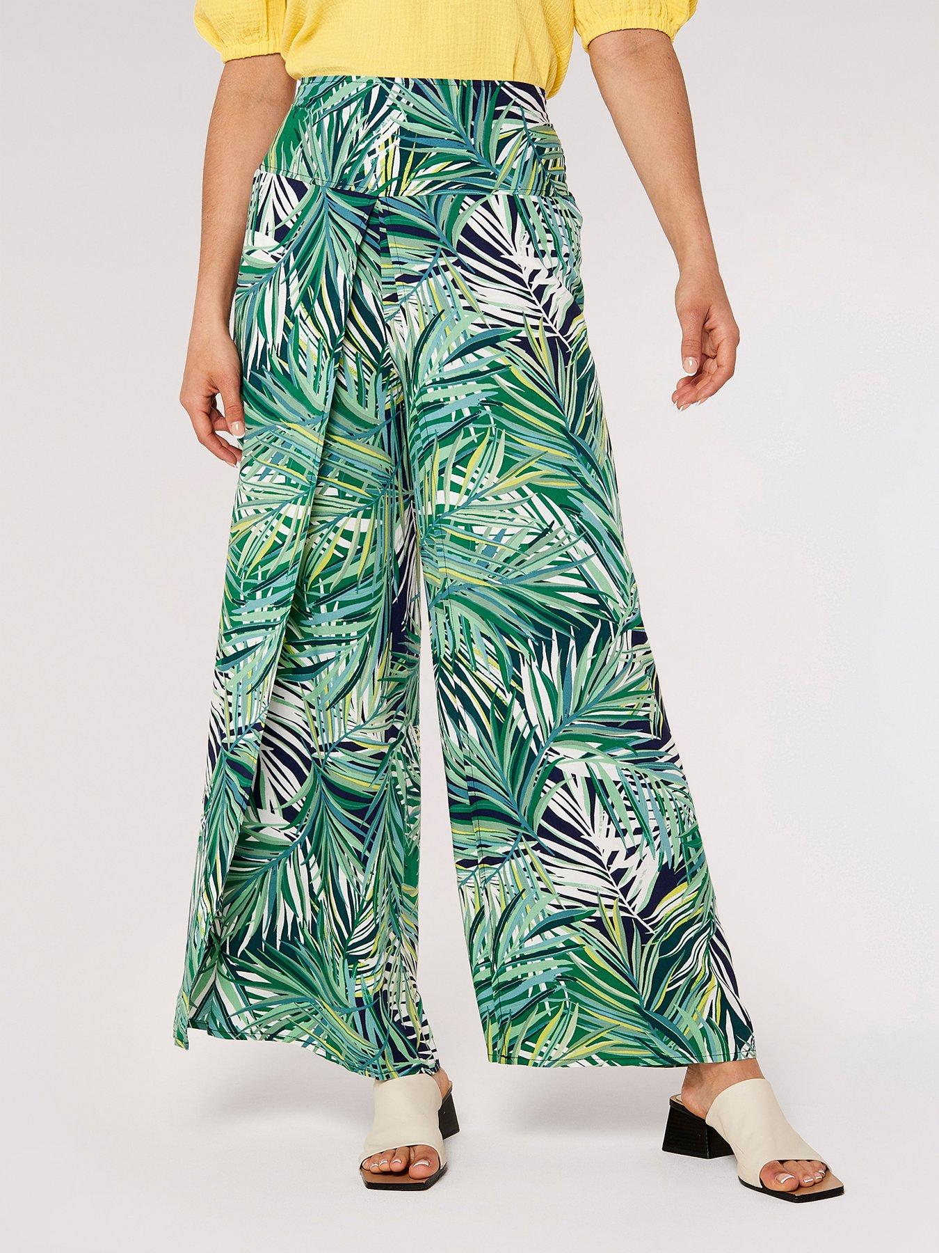 Apricot Layer Tropical Fisherman Trousers, Navy, Size 16, Women