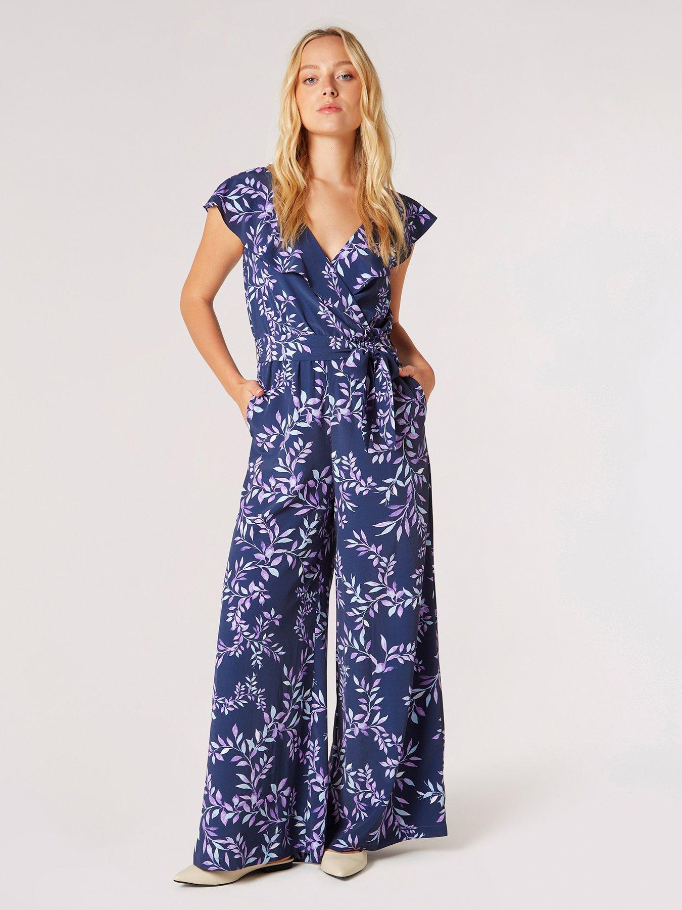 Leaf Cape Wrap Palazzo Jumpsuit