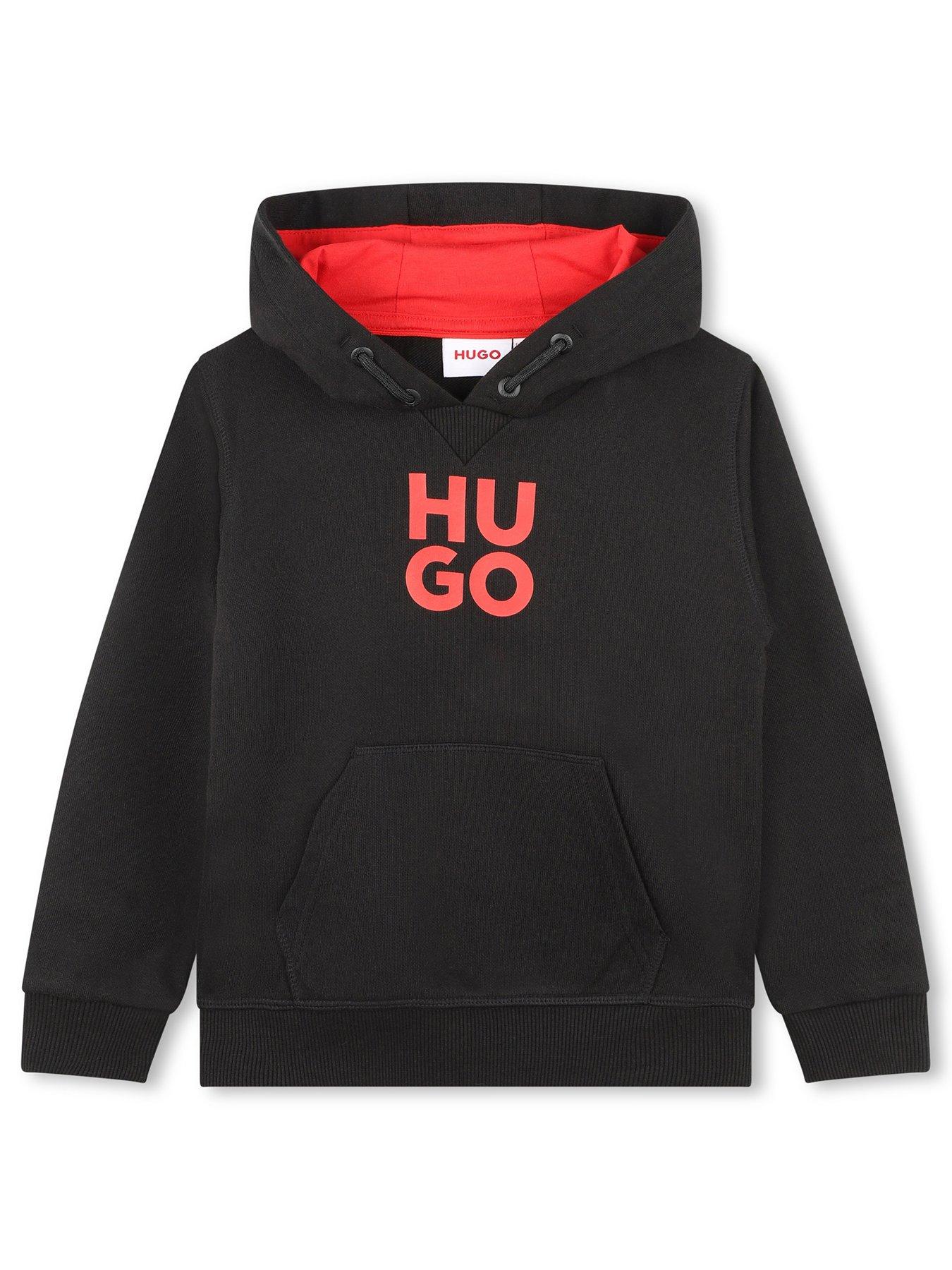 HUGO Boys Logo Hoodie Black Very