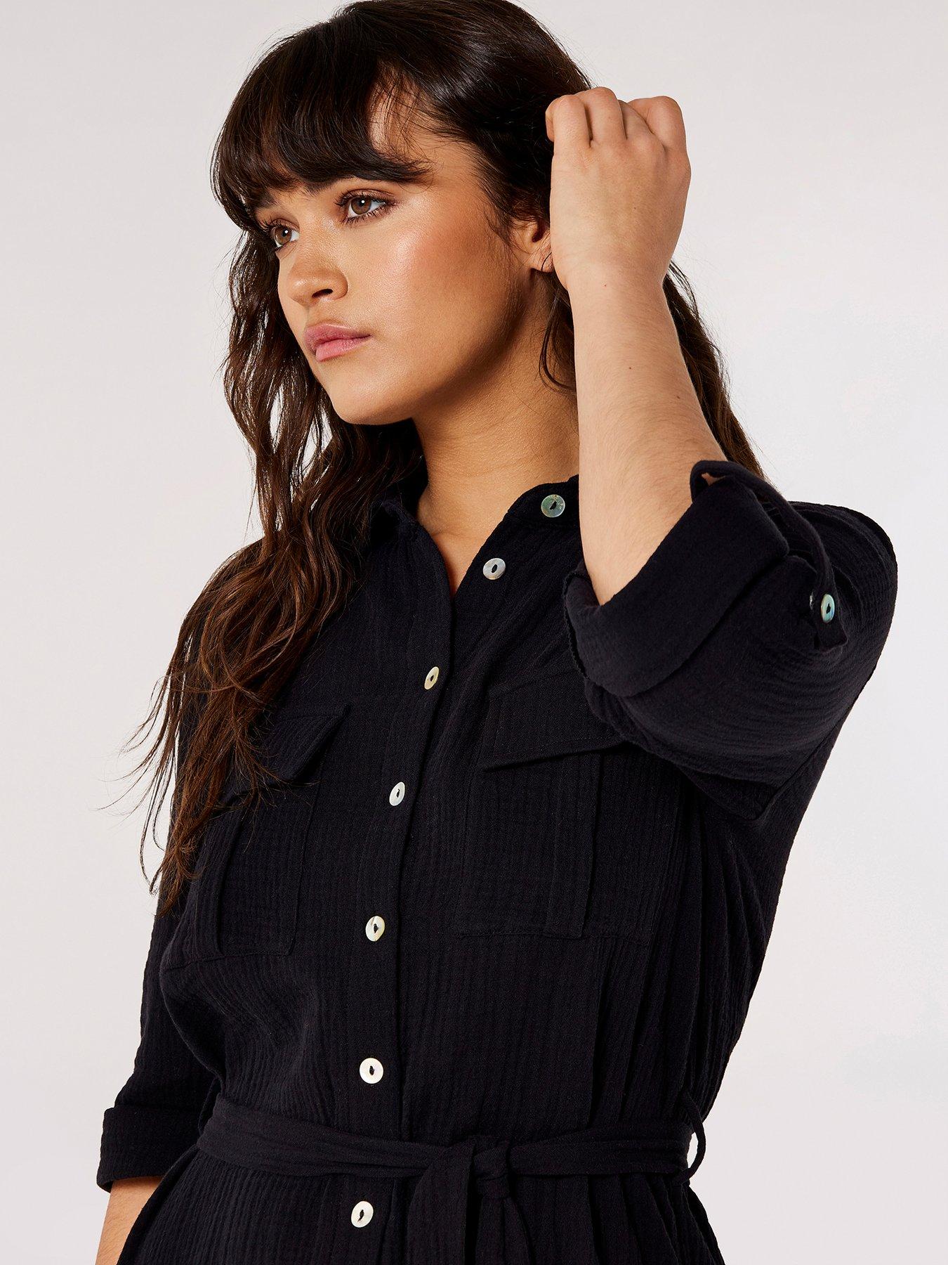 Black button up midi dress best sale