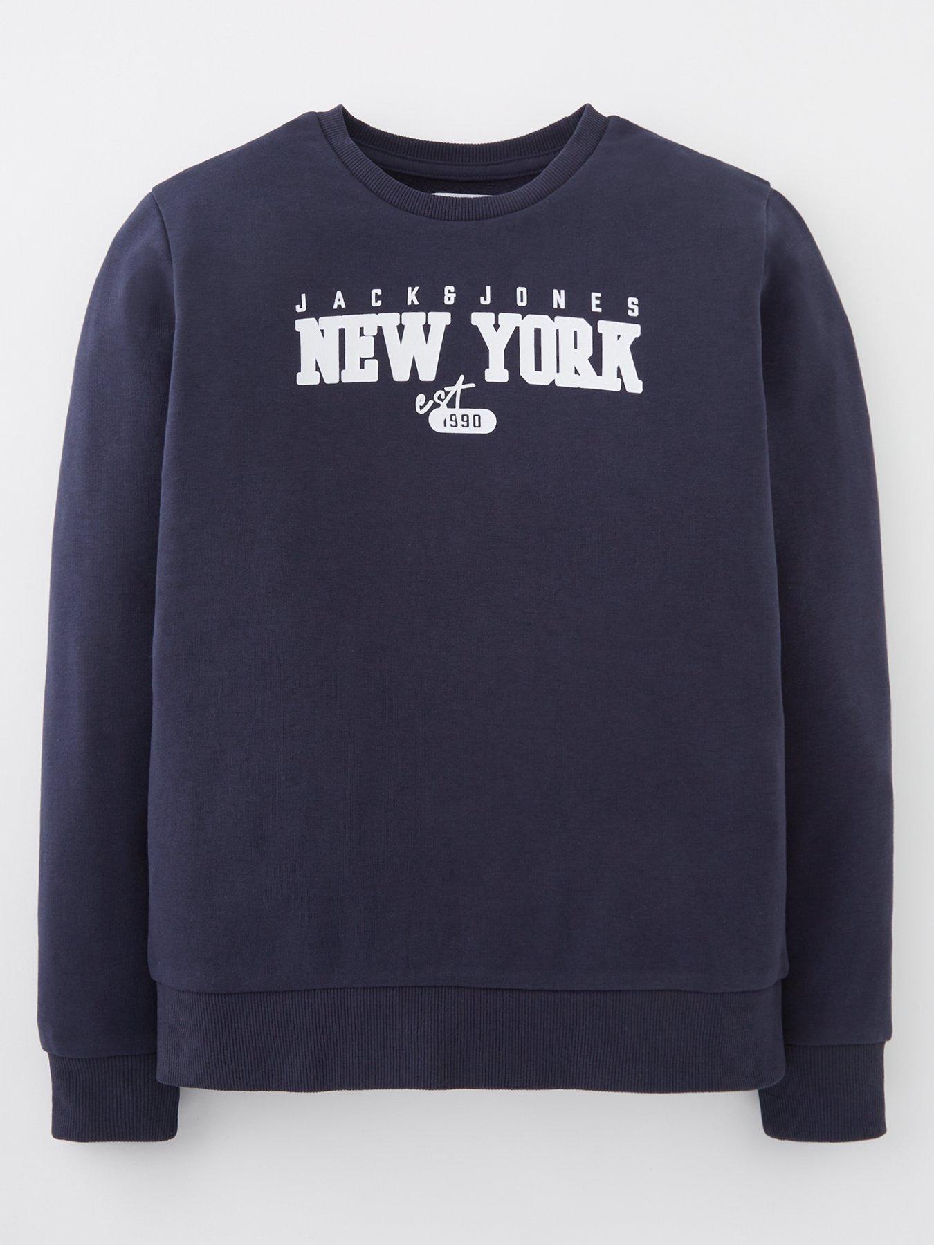 Jack Jones Junior Boys Cory Slogan Sweatshirt Navy very