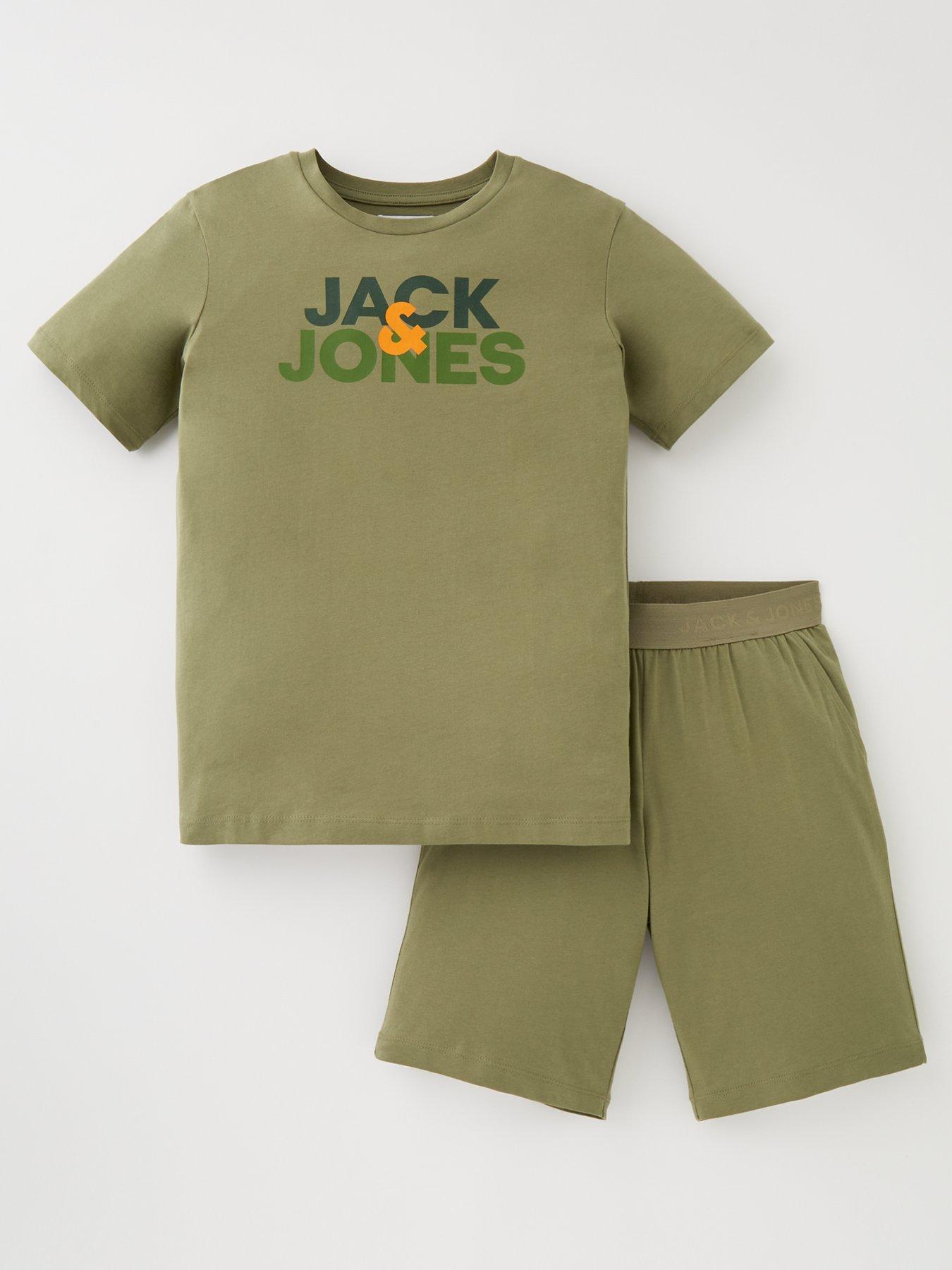 jack-jones-junior-boys-ula-short-sleeve-t-shirt-and-shorts-lounge-set-oil-green