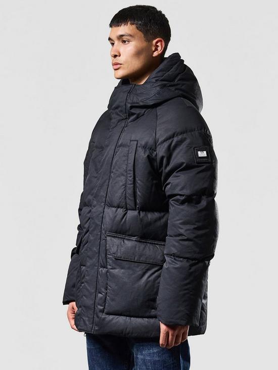 front image of weekend-offender-storm-padded-coat-black