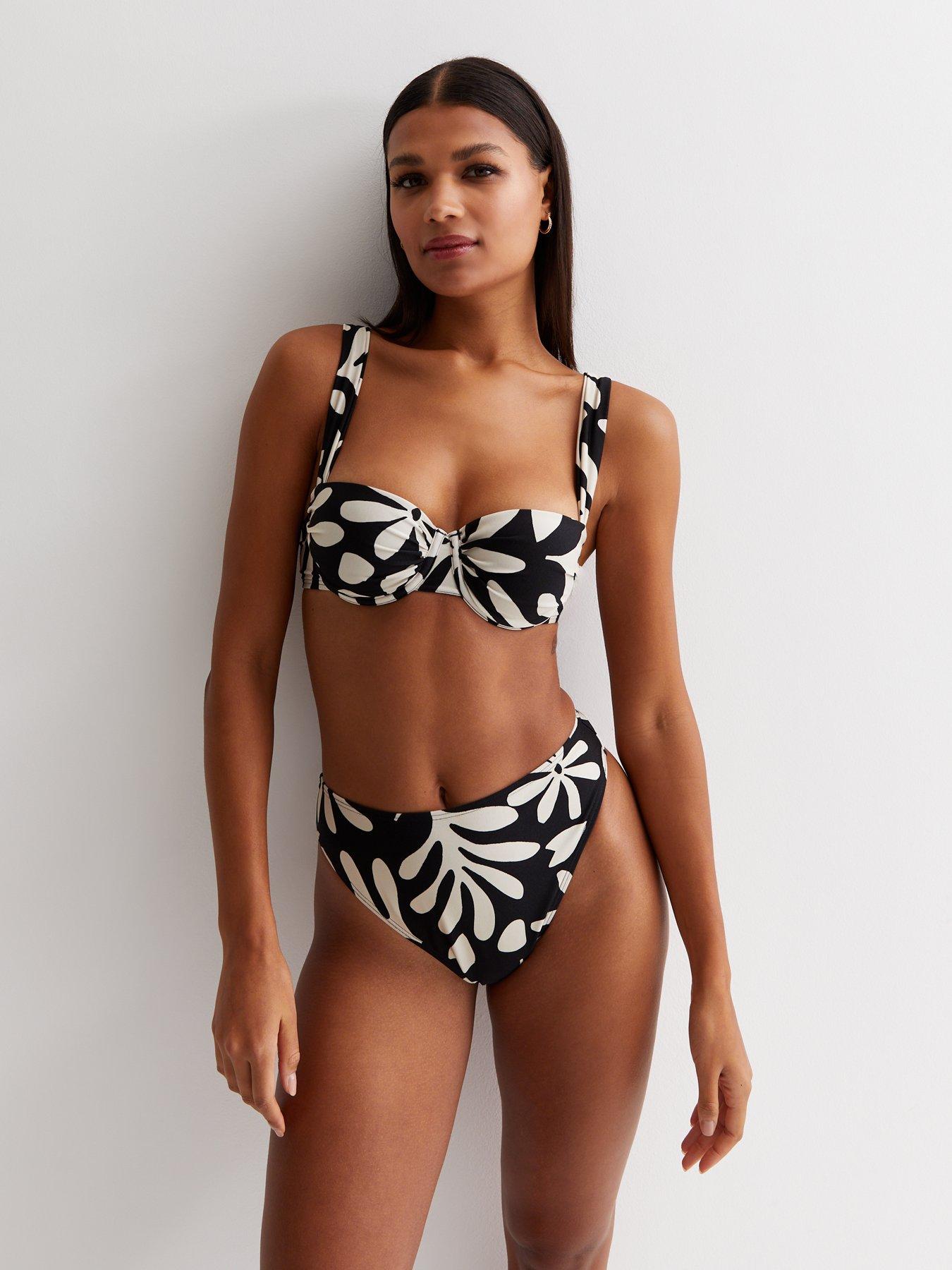 Multi Geo Fuller Bust Print Scoop Neck Bikini Top