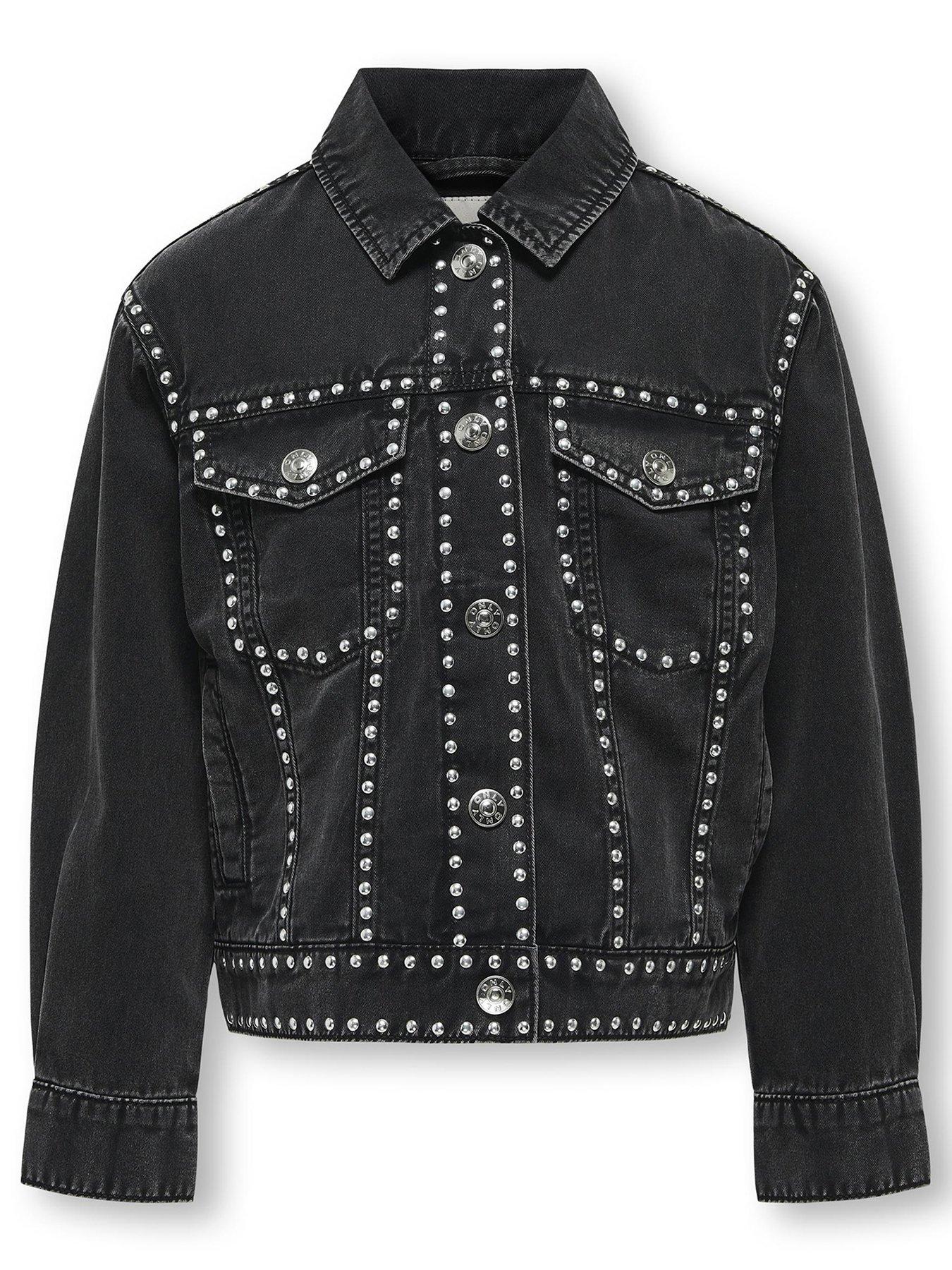 Black denim jacket girls hotsell