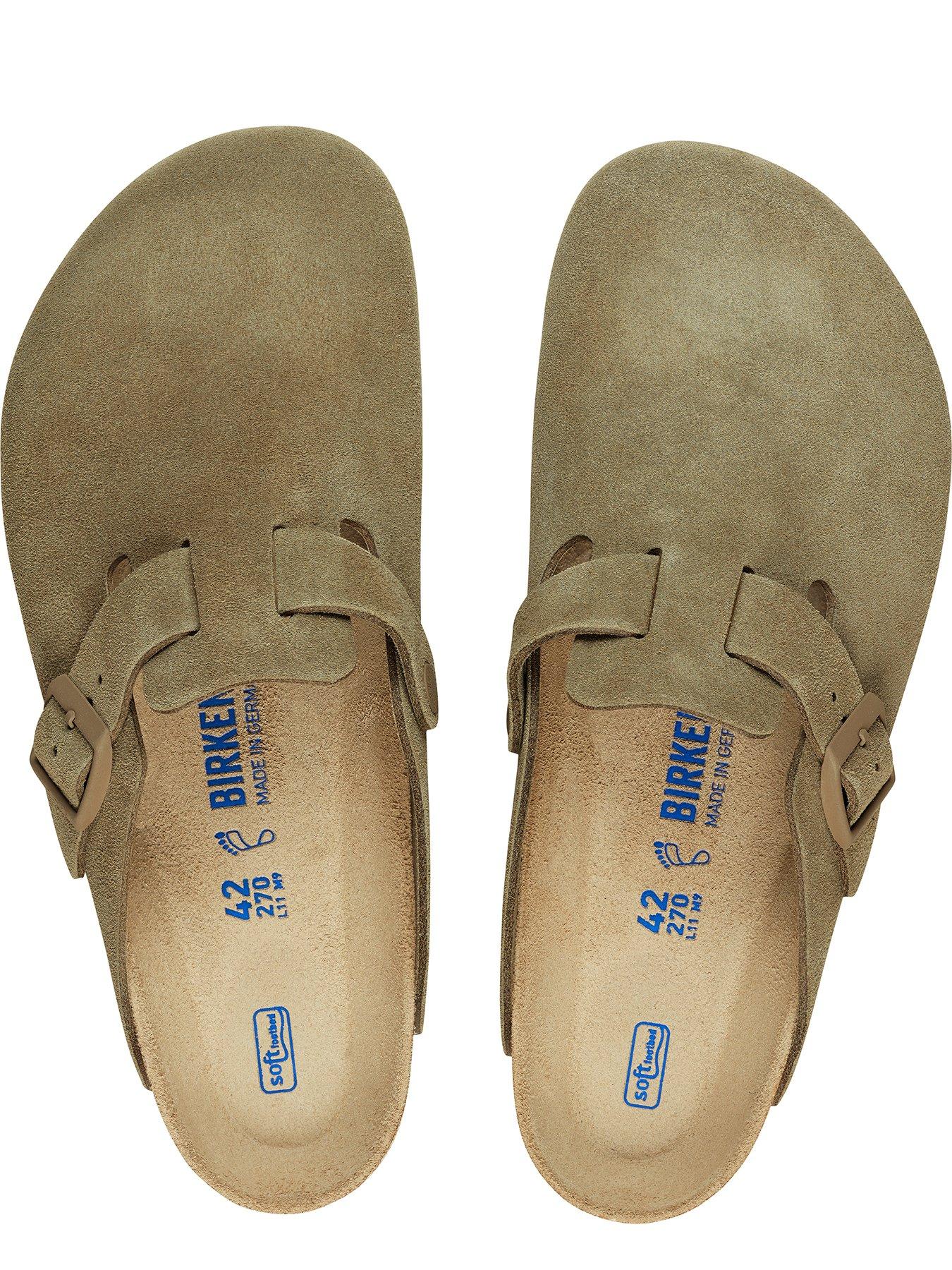 Birkenstock Boston Soft Footbed Suede Clogs Faded Khaki Very