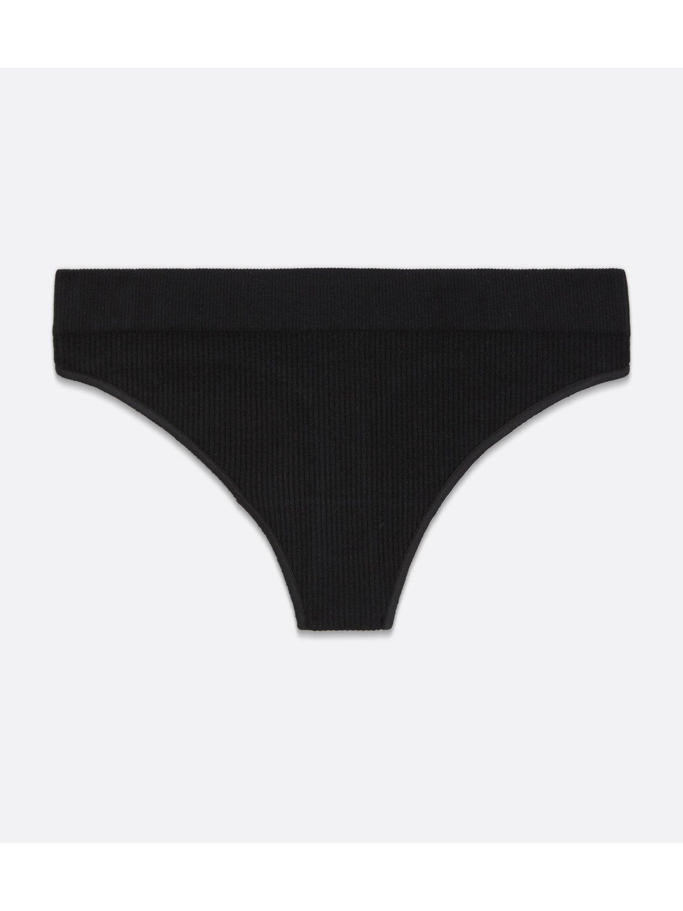 New Look Ribbed Seamless Thong Black Very