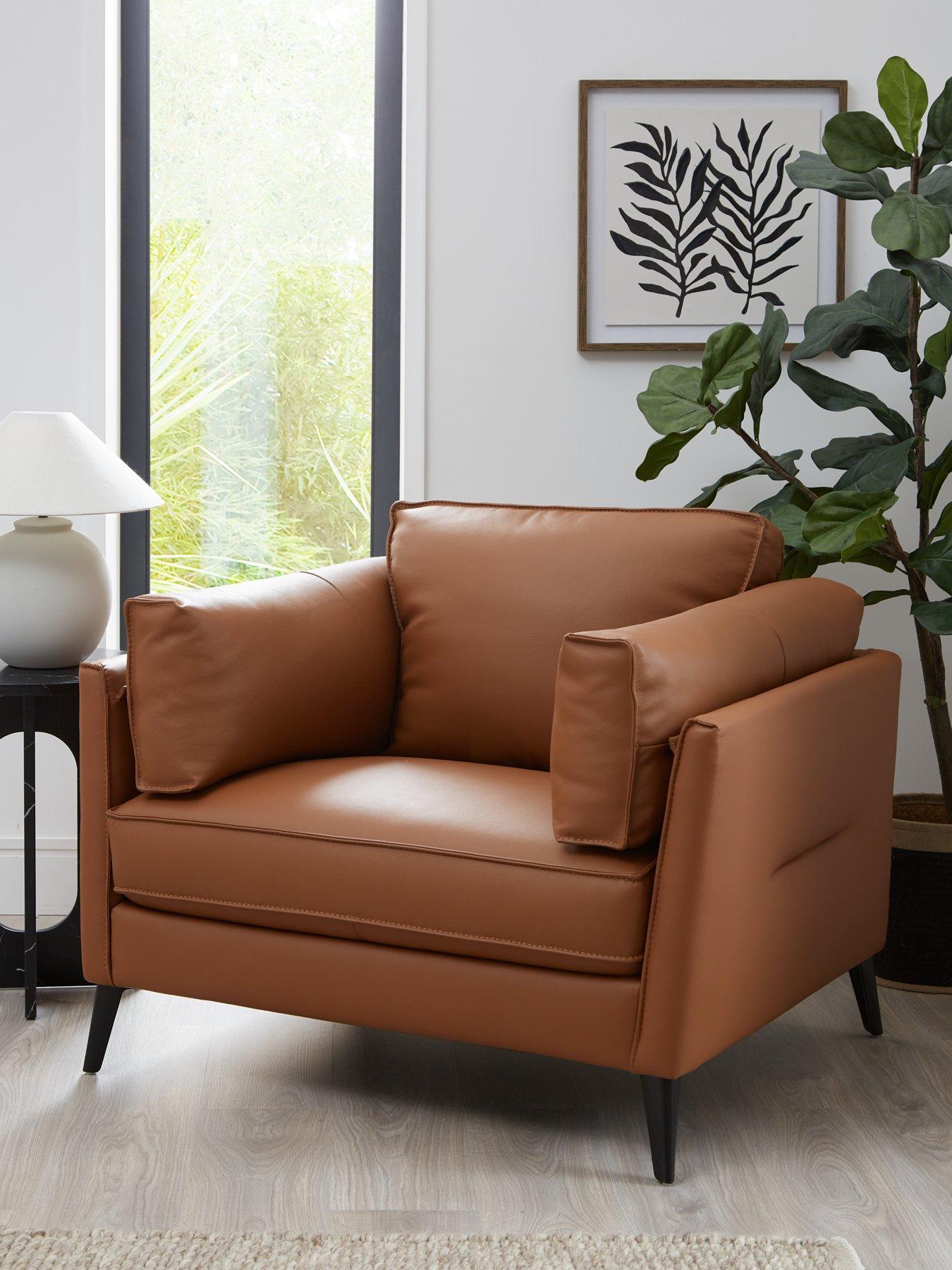 undefined New Sasha Leather/Faux Leather Armchair - Tan