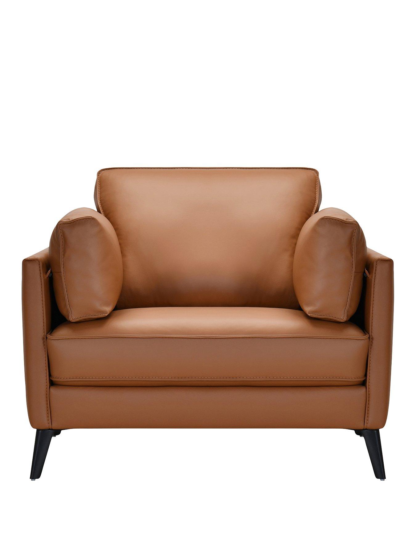 Image 2 of 6 of The Very Collection New Sasha Leather/Faux Leather&nbsp;Armchair - Tan - FSC&reg; Certified