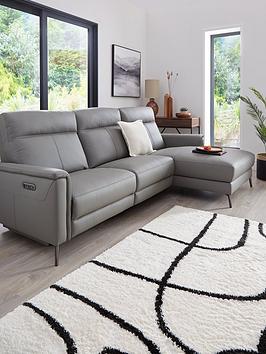 Product photograph of Very Home Bradley Right Hand Leather Power Recliner Chaise Sofa With Usb Port - Dark Grey from very.co.uk