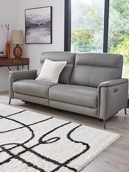 Product photograph of Very Home Bradley 2 Seater Leather Power Recliner Sofa With Usb Port - Dark Grey from very.co.uk