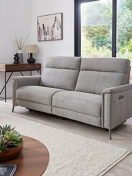 Product photograph of Very Home Bradley 3 Seater Fabric Power Recliner Sofa With Usb Ports - Grey from very.co.uk