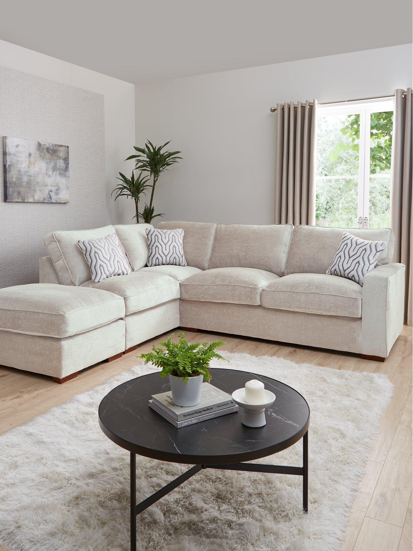 undefined Elsa Left Hand Scatter Back Corner Chaise with Footstool