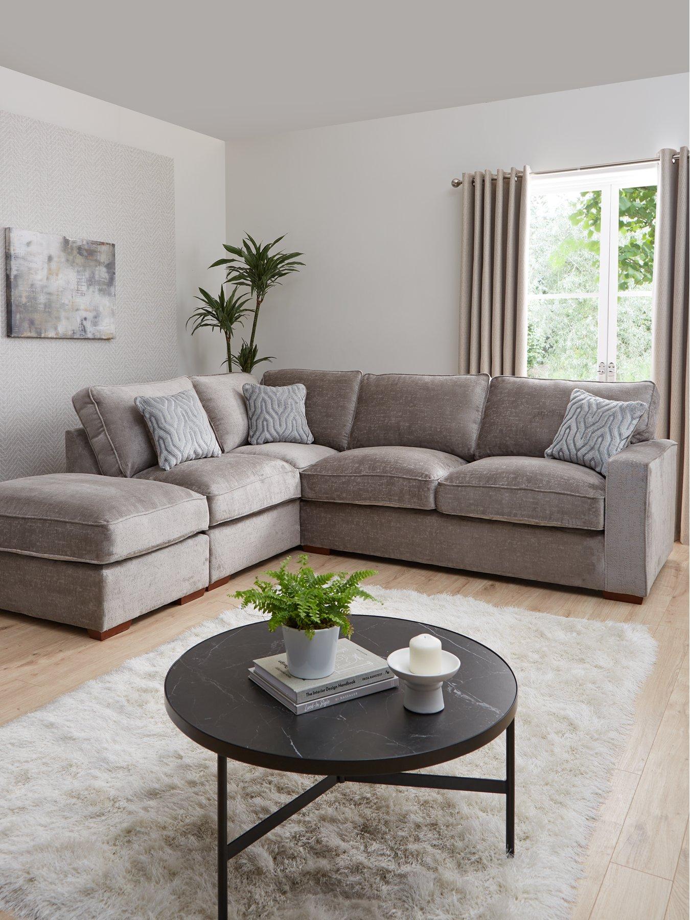undefined Elsa Left Hand Scatter Back Corner Chaise with Footstool