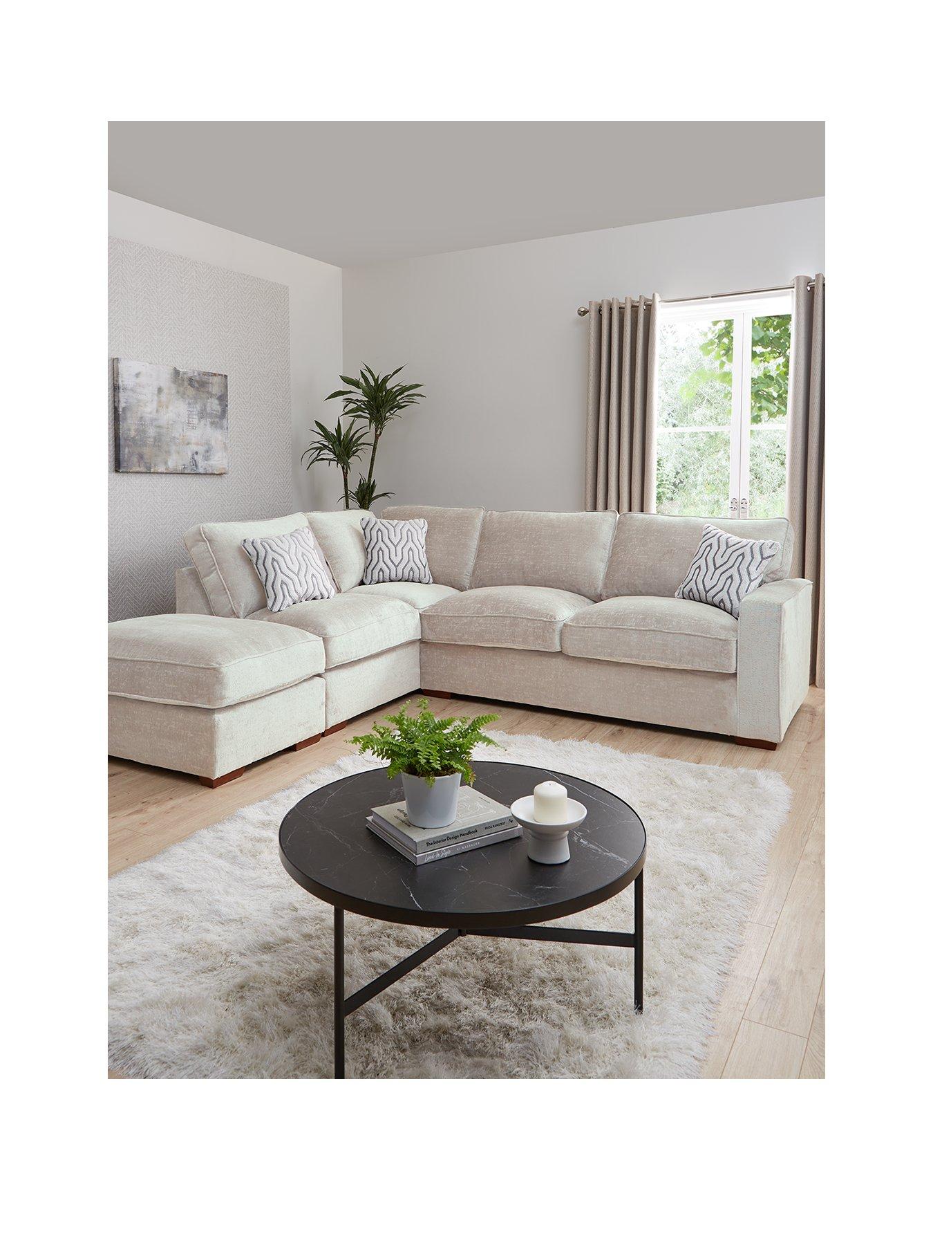undefined Elsa Left Hand Scatter Back Corner Chaise with Footstool - Made to Order in the UK