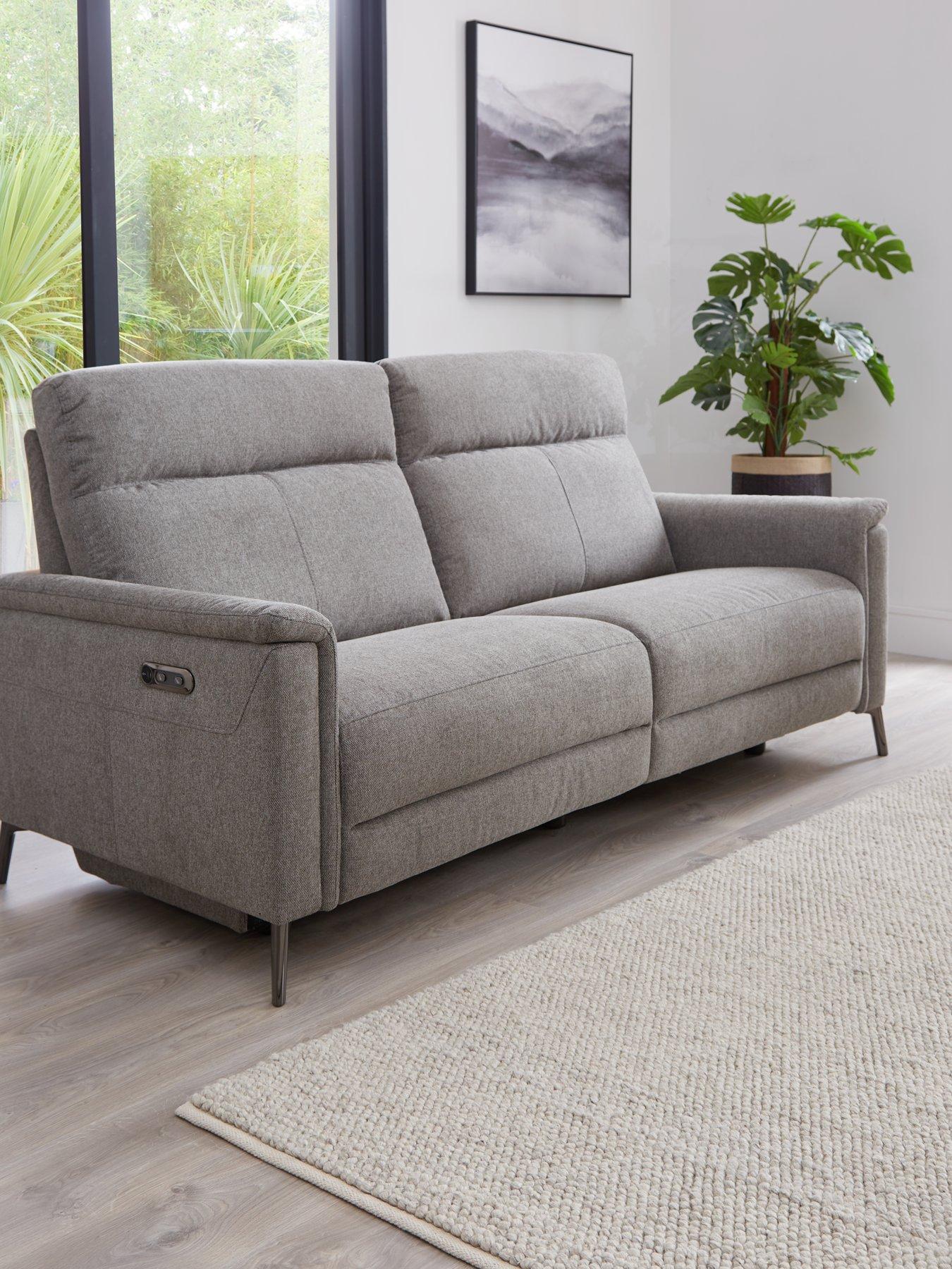 Bradley 2 Seater Fabric Power Recliner Sofa with USB Ports Grey