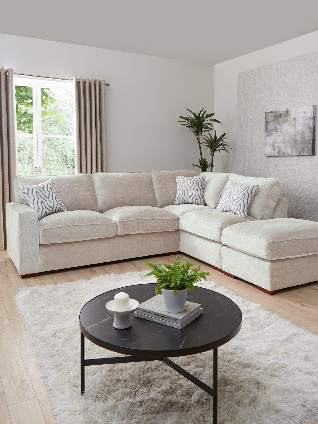 undefined Elsa Left Hand Scatter Back Corner Chaise With Footstool