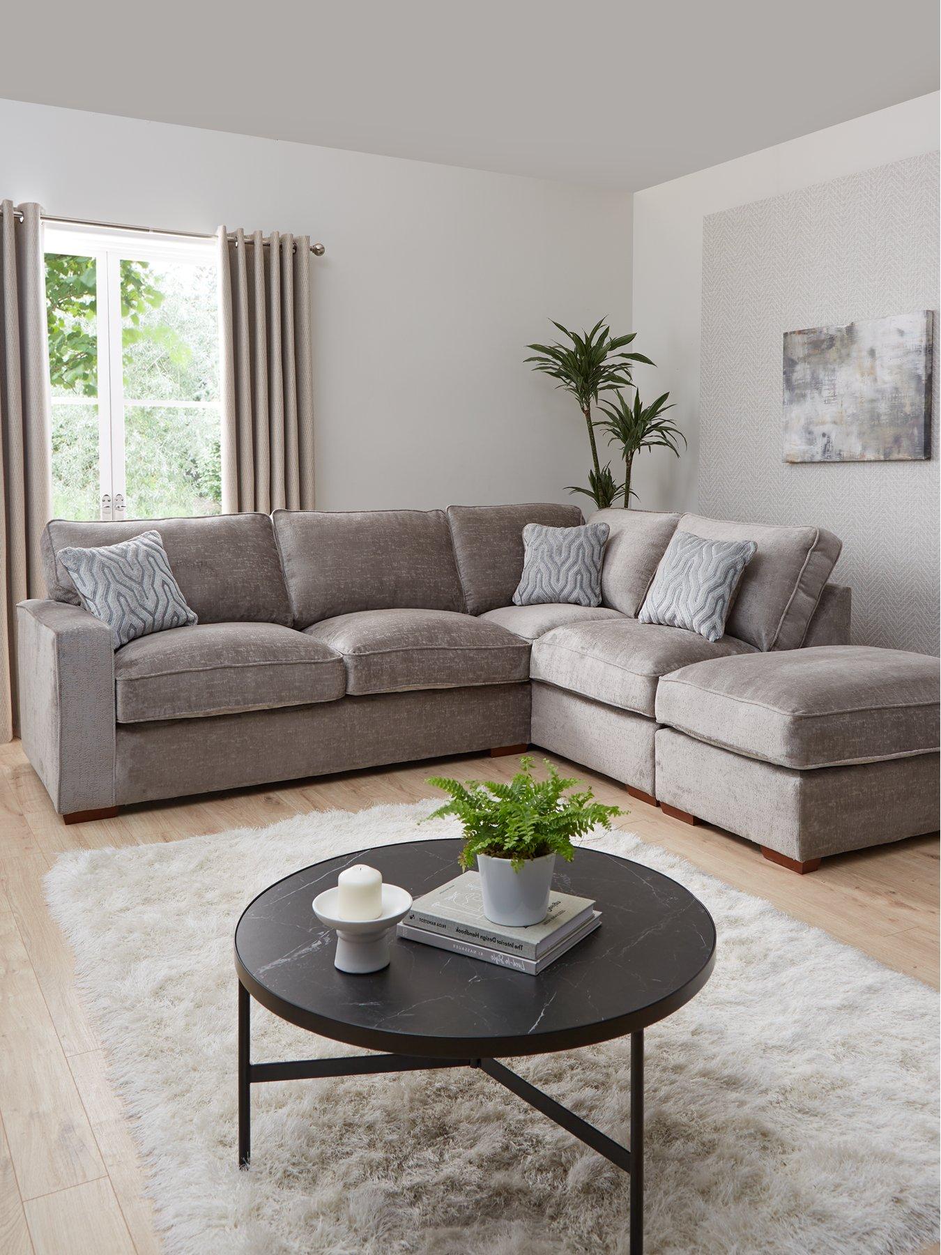 undefined Elsa Left Hand Scatter Back Corner Chaise With Footstool