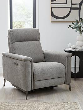 Product photograph of Very Home Bradley Fabric Power Recliner Armchair With Usb Port - Grey from very.co.uk