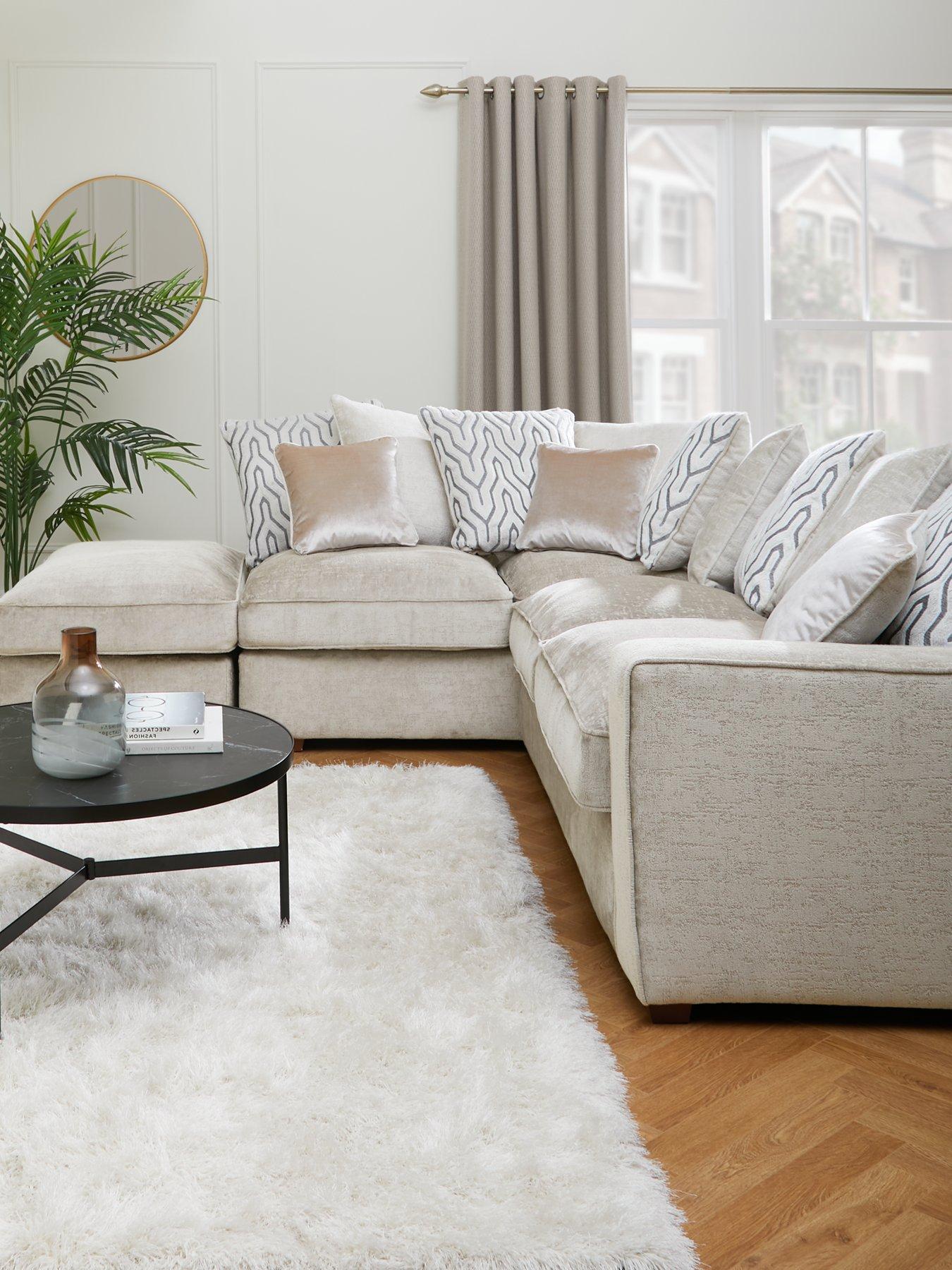 undefined Elsa Left Hand Scatter Back Corner Chaise With Footstool