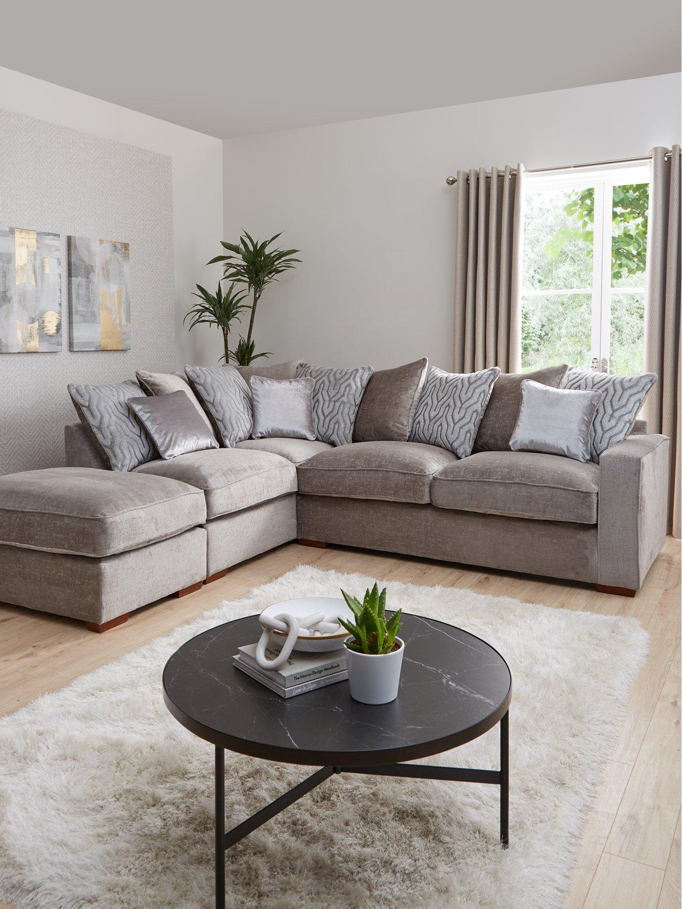 undefined Elsa Left Hand Scatter Back Corner Chaise With Footstool