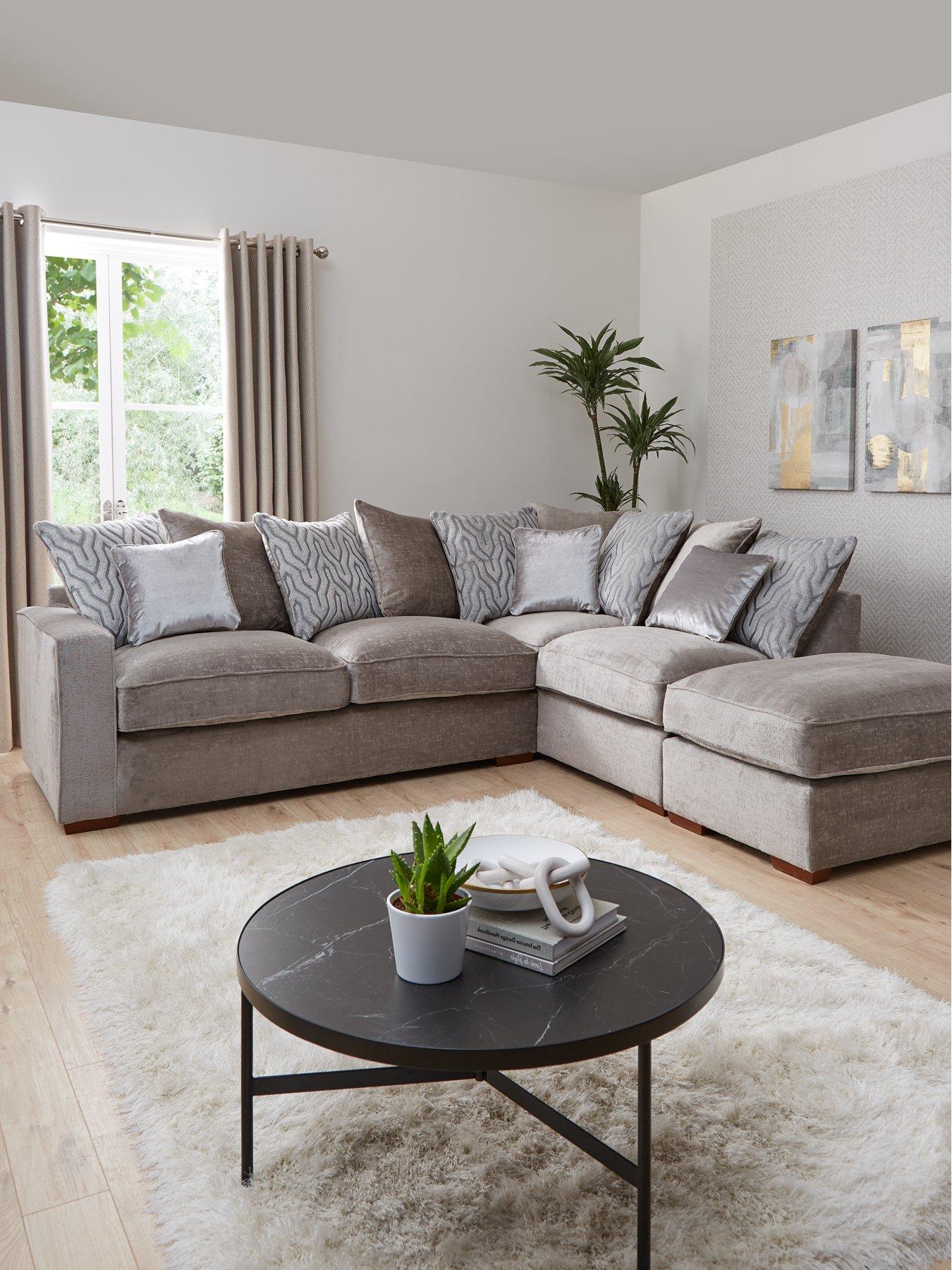 undefined Elsa Right Hand Scatter Back Corner Chaise With Footstool